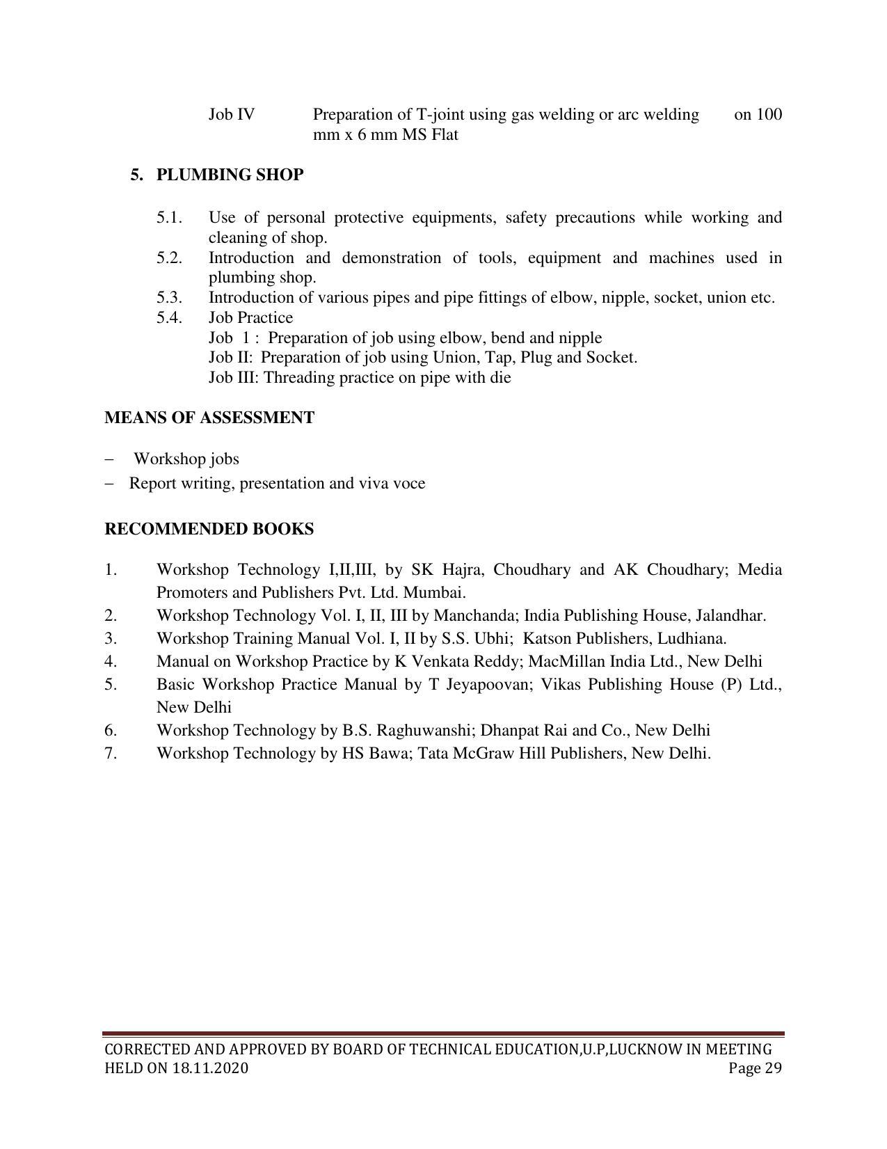 SYLLABUS FOR FIRST SEMESTER SESSION (2020-2021) - SIX SEMESTER DIPLOMA COURSE IN CHEMICAL TECHNOLOGY(RUBBER AND PLASTIC) - Page 29