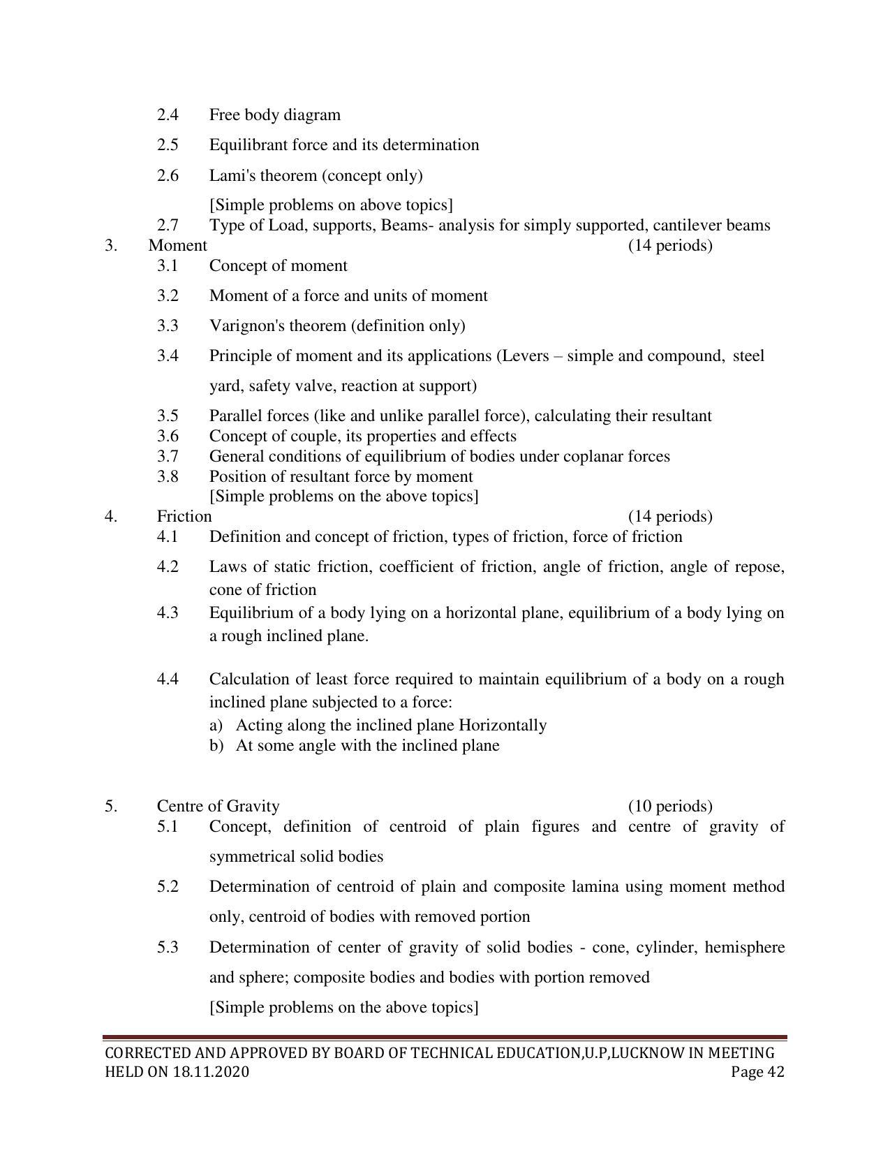 SYLLABUS FOR FIRST SEMESTER SESSION (2020-2021) - SIX SEMESTER DIPLOMA COURSE IN CHEMICAL TECHNOLOGY(RUBBER AND PLASTIC) - Page 42