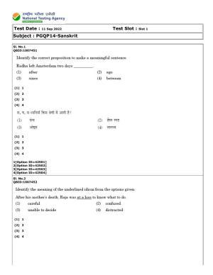 CUET (PG) 2022: PGQP-14 Sanskrit (11-09-2022) Question Paper