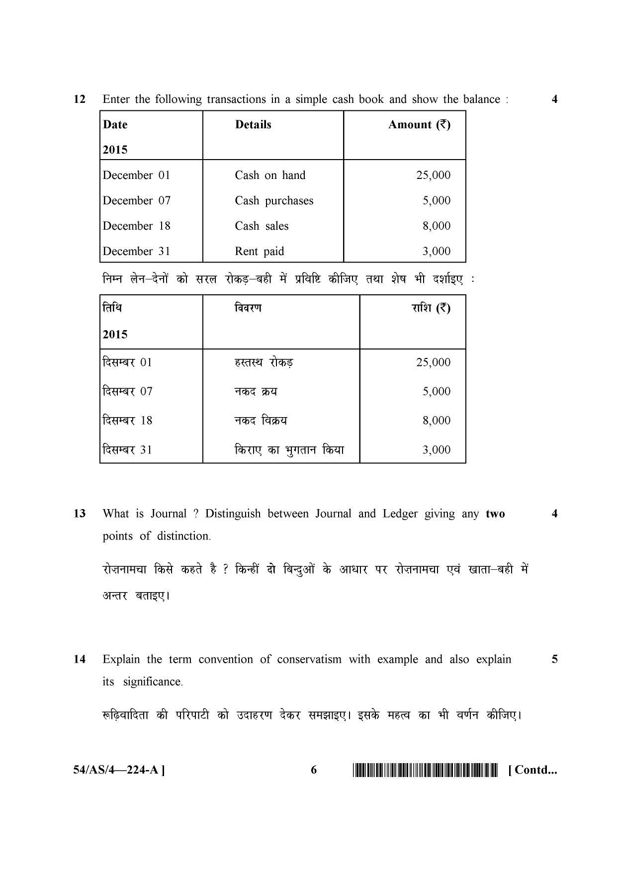 NIOS April 2017 Class 10 Accountancy Question Paper - Page 6