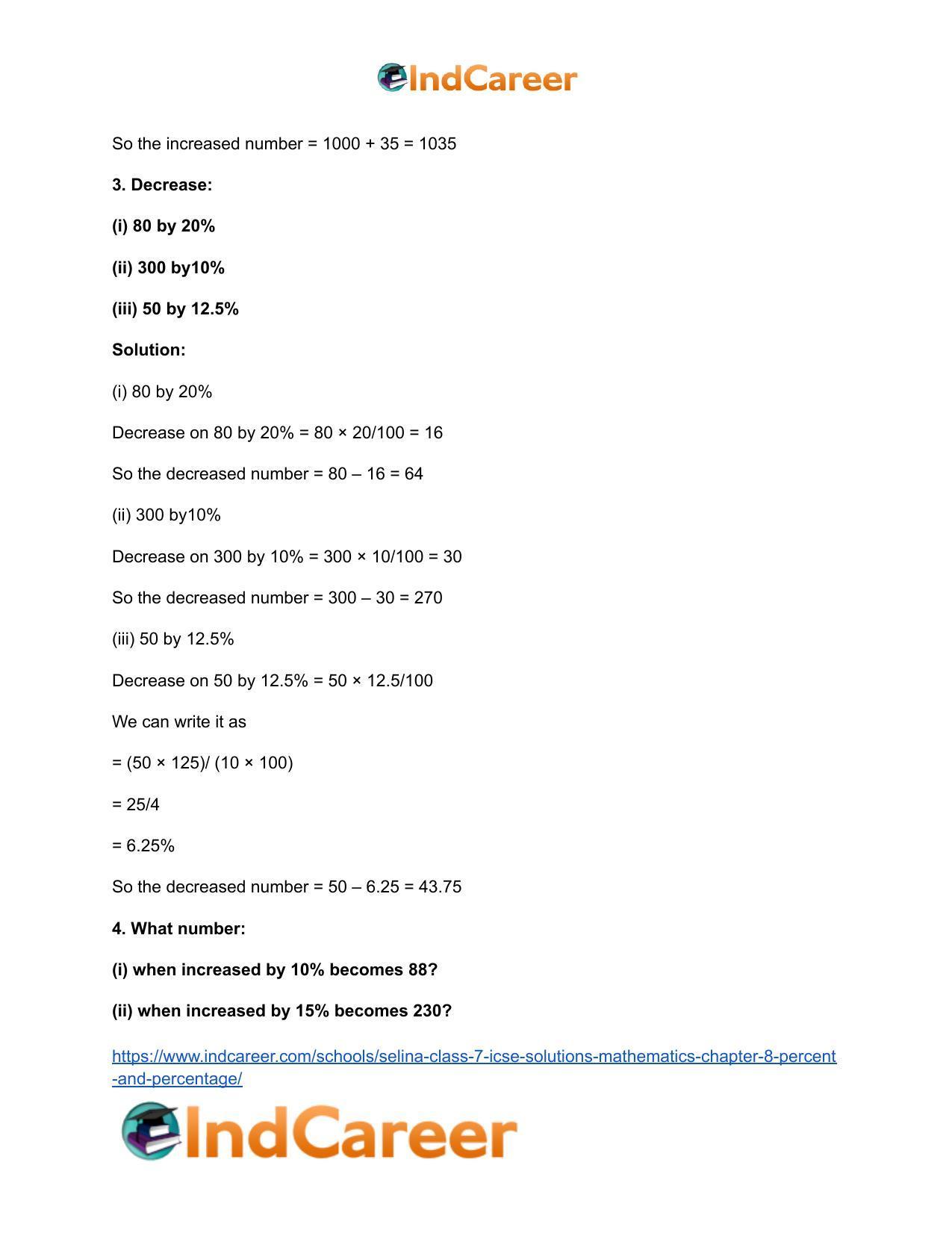 Selina Class 7 ICSE Solutions Mathematics : Chapter 8- Percent and Percentage - Page 23