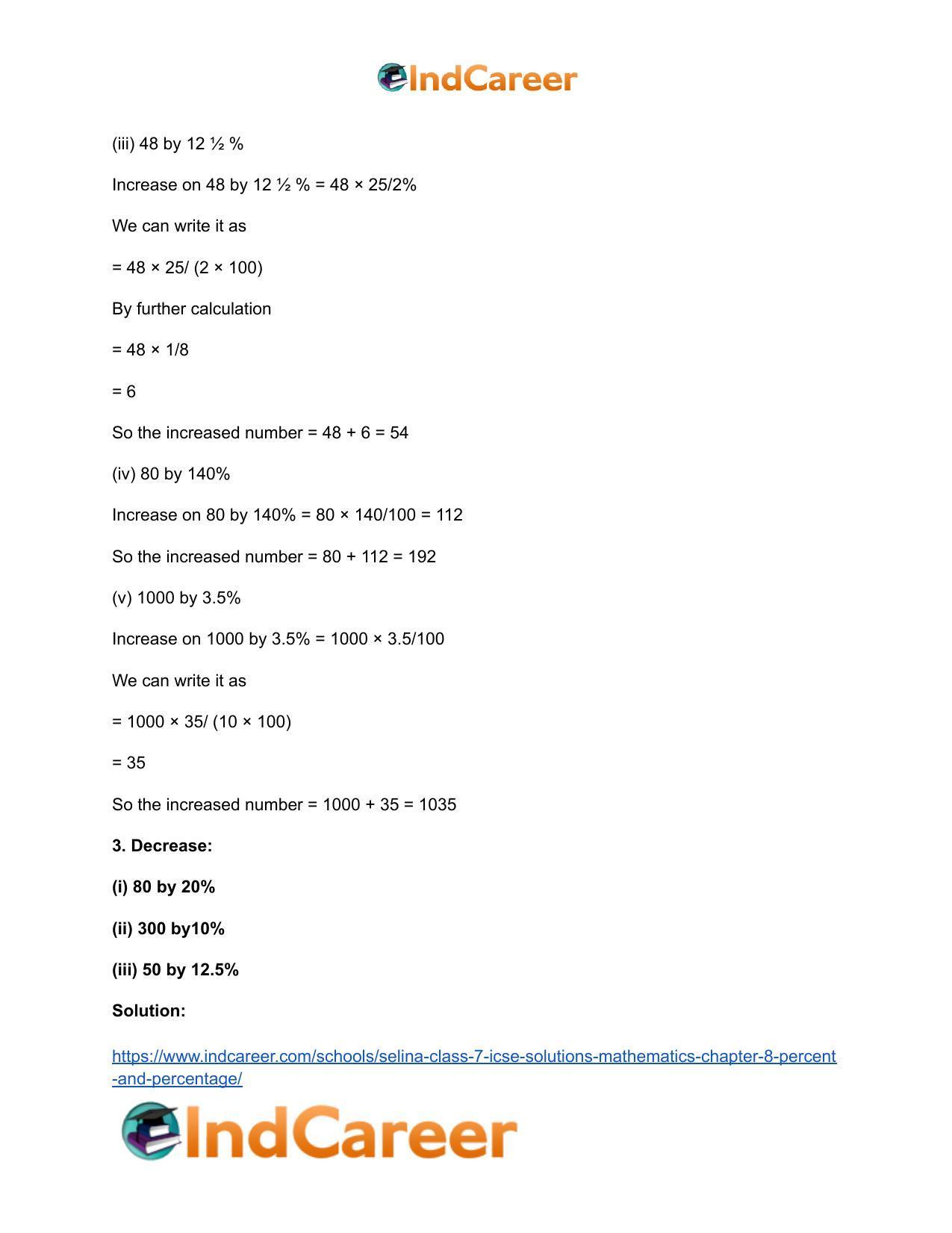 Selina Class 7 ICSE Solutions Mathematics : Chapter 8- Percent and Percentage - Page 45