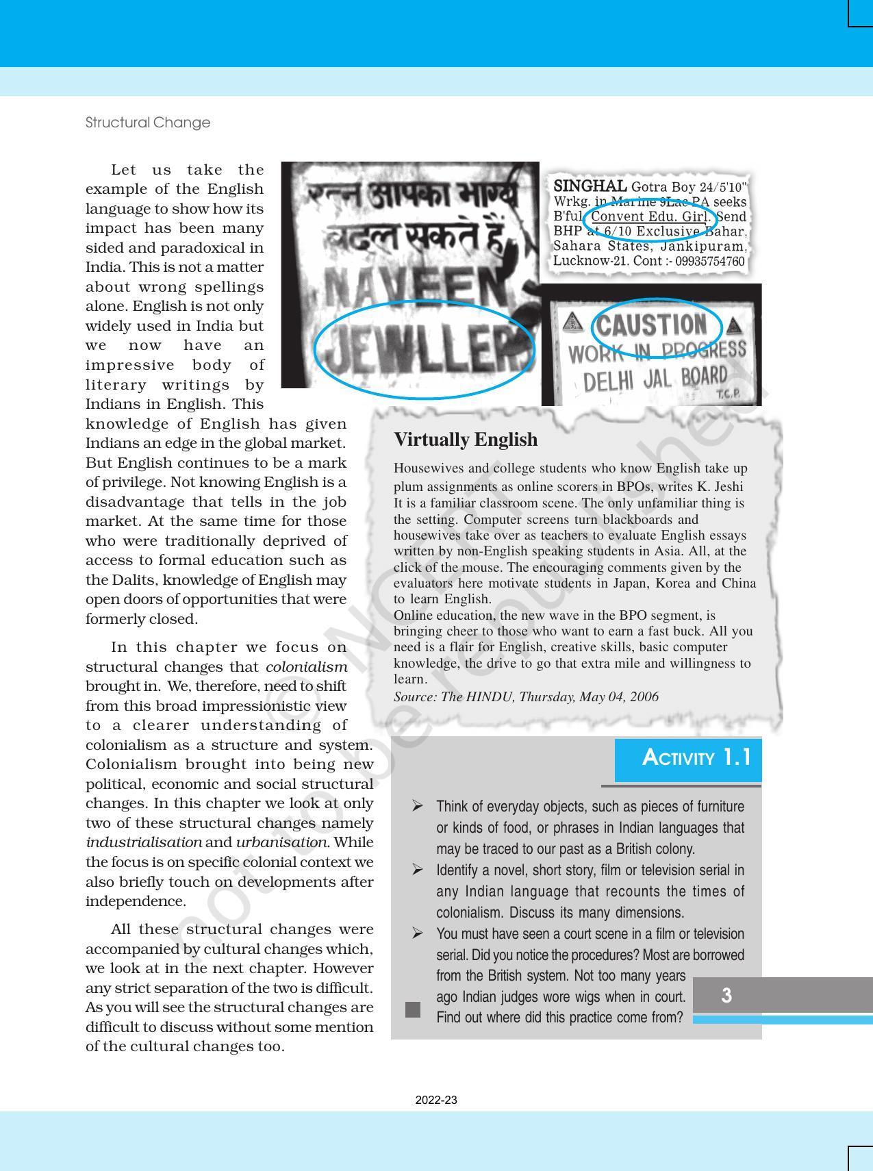 NCERT Book for Class 12 Sociology Chapter 1 Structural Change