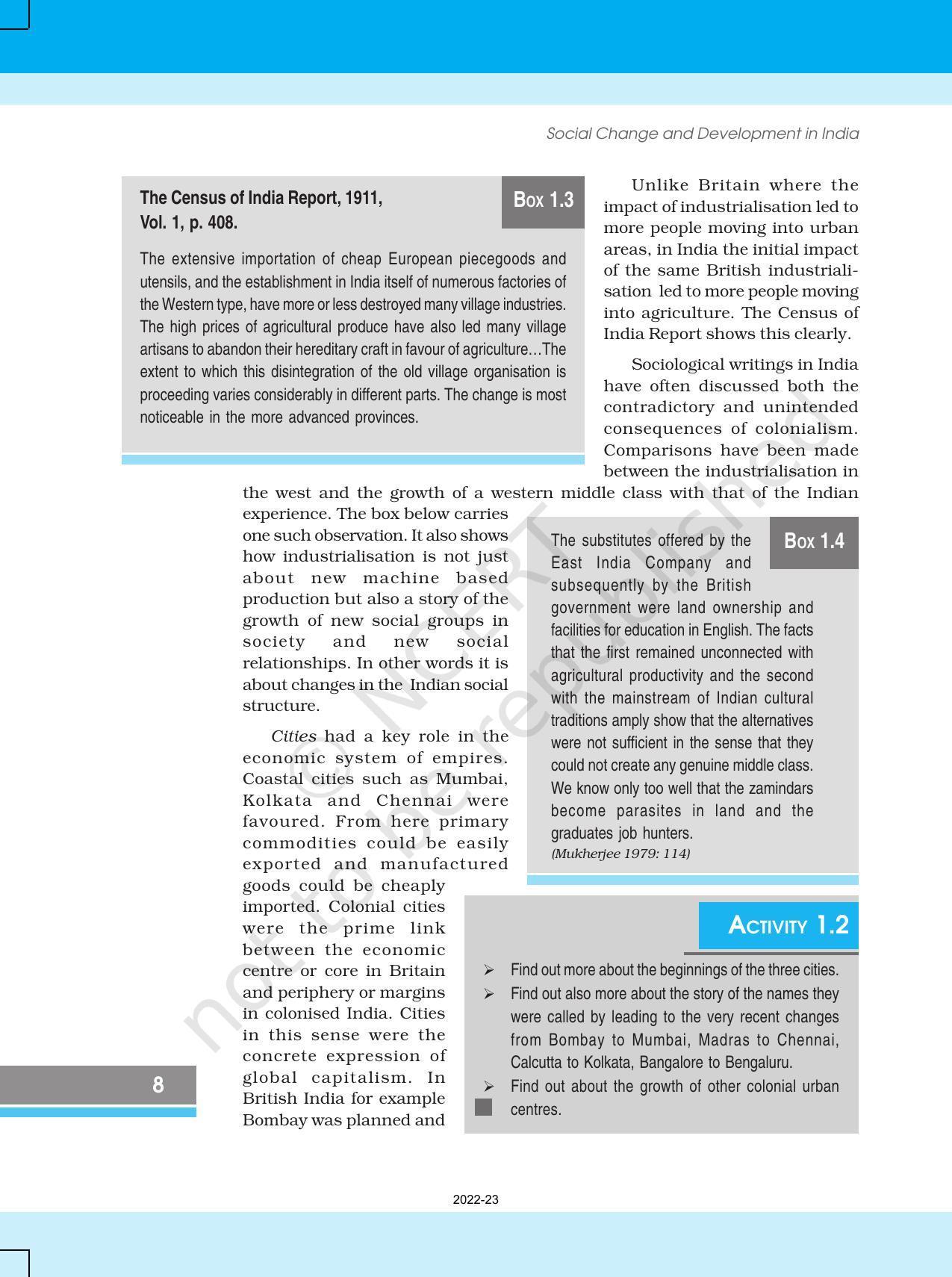 NCERT Book for Class 12 Sociology (Social Change and Development in India) Chapter 1 Structural Change - Page 8