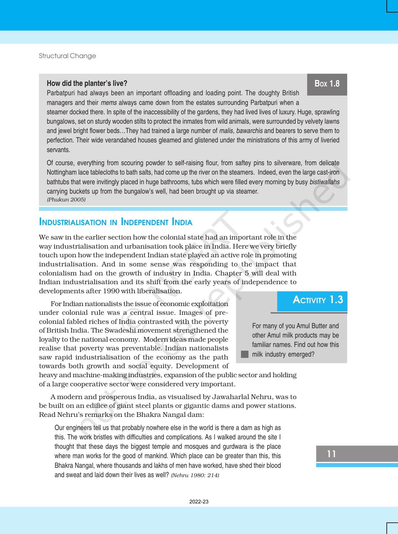 NCERT Book for Class 12 Sociology (Social Change and Development in India) Chapter 1 Structural Change - Page 11