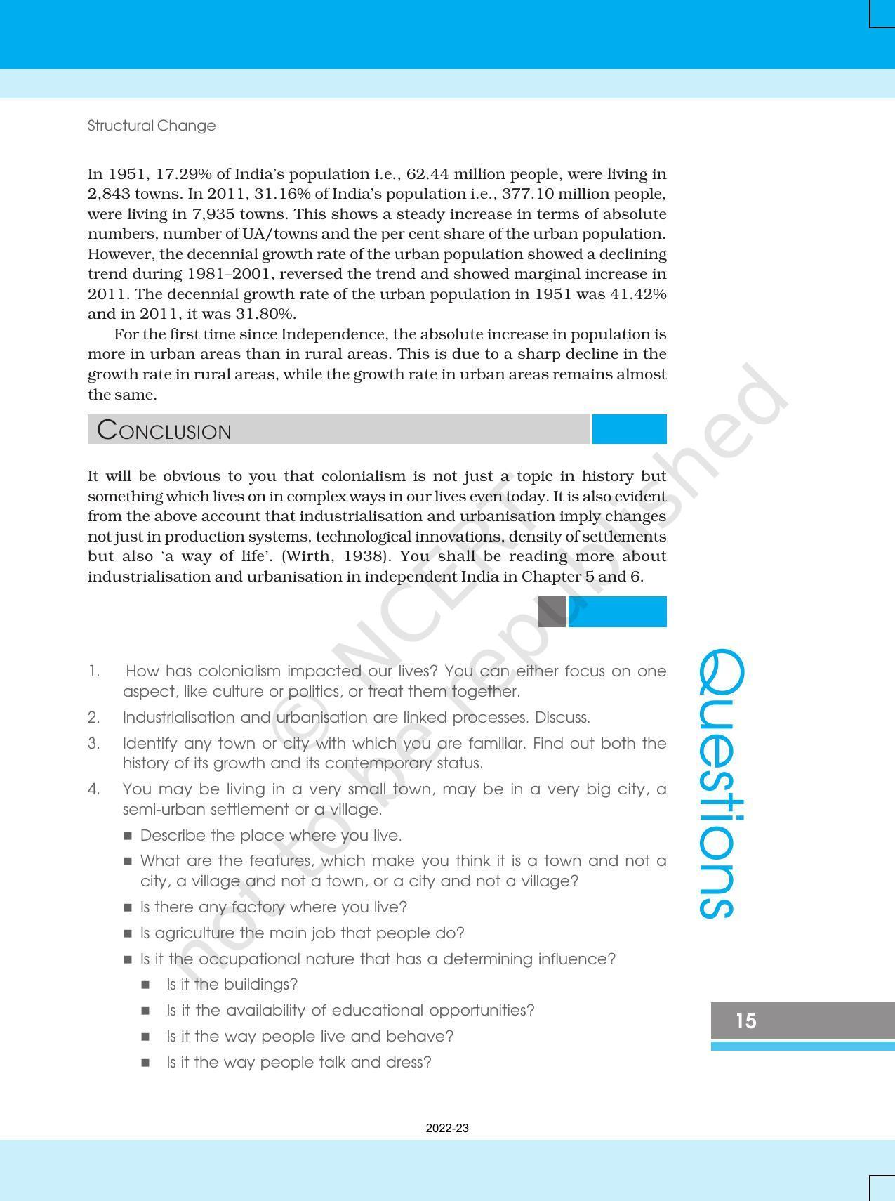 NCERT Book for Class 12 Sociology (Social Change and Development in India) Chapter 1 Structural Change - Page 15