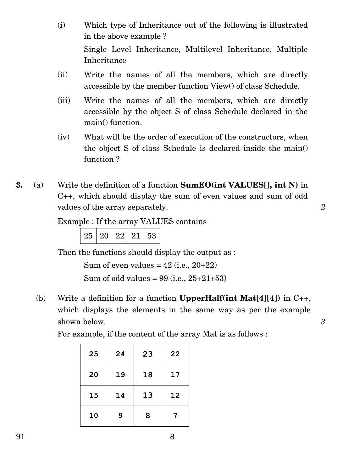 CBSE Class 12 91 COMPUTER SCIENCE 2018 Question Paper - Page 8