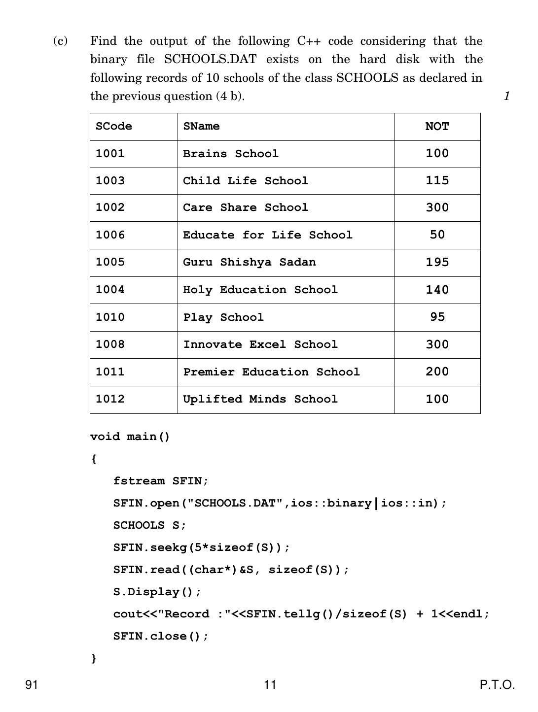 CBSE Class 12 91 COMPUTER SCIENCE 2018 Question Paper - Page 11