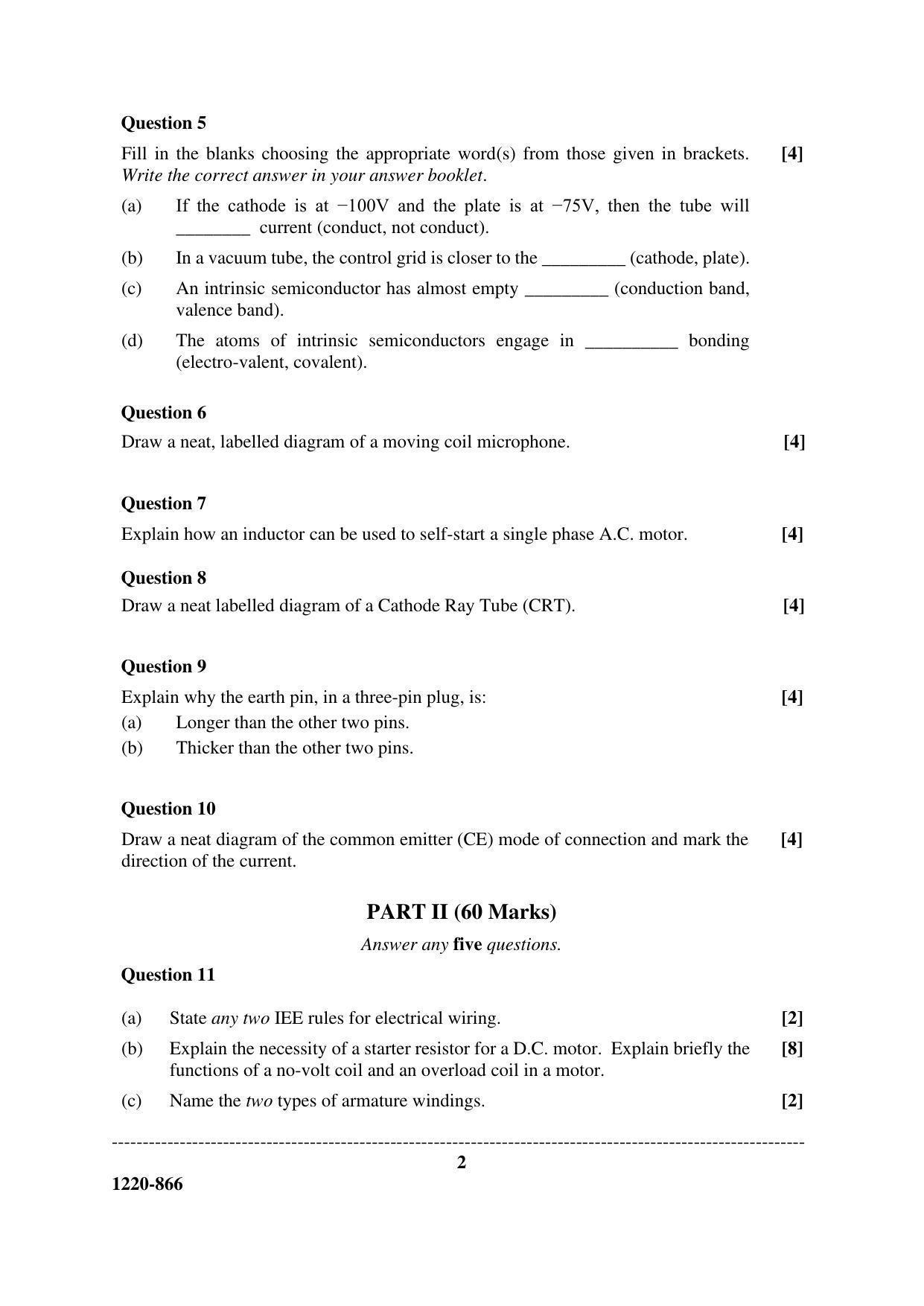 ISC Class 12 2020 Electricity & Electronics Question Paper - Page 2