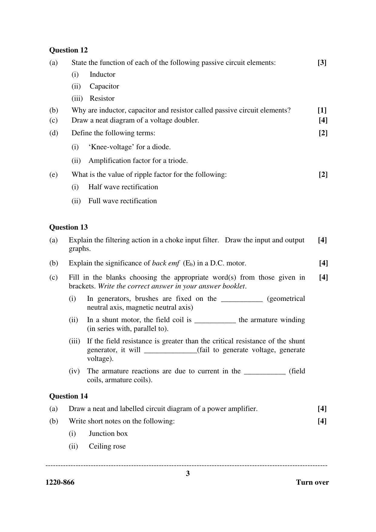 ISC Class 12 2020 Electricity & Electronics Question Paper - Page 3