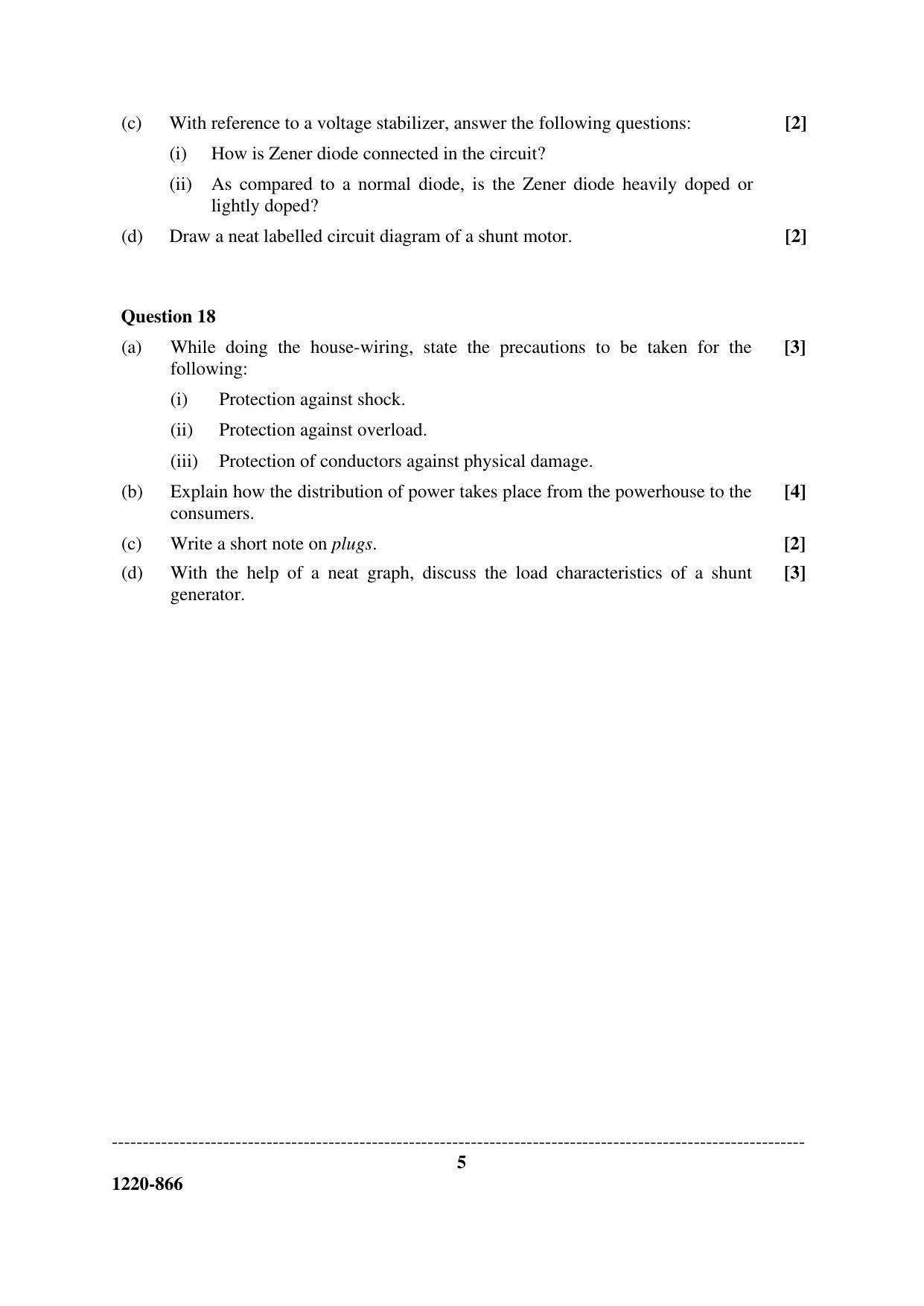 ISC Class 12 2020 Electricity & Electronics Question Paper - Page 5