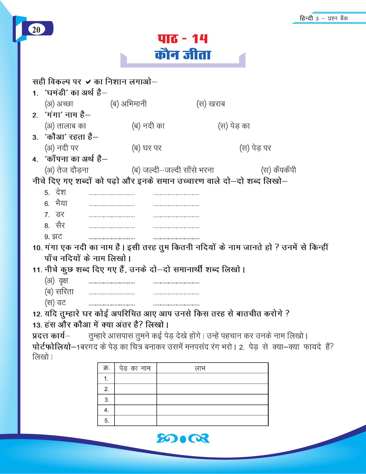 Chhattisgarh Board Class 3 Hindi Question Bank 2015-16 - Page 22
