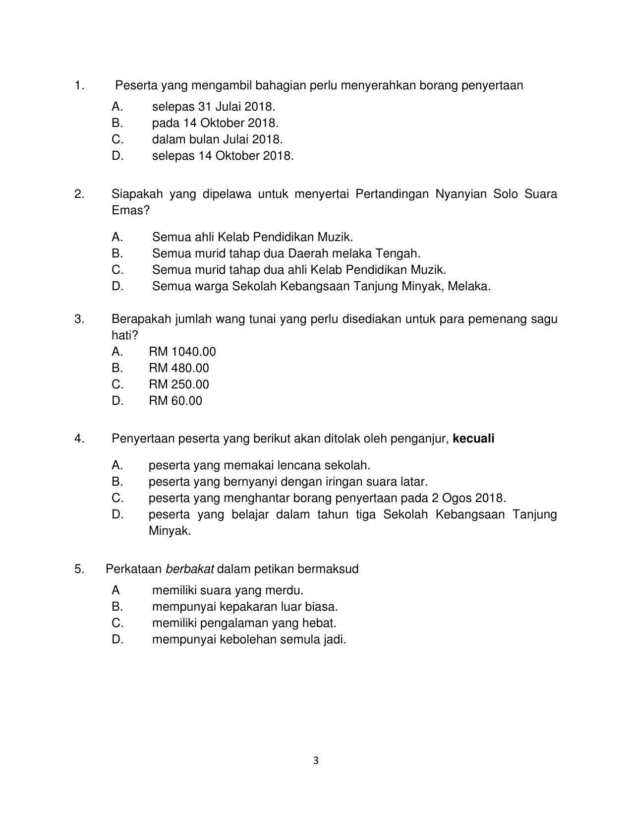CBSE Class 10 Bahasa Melayu Sample Paper 2021-22 - Page 3