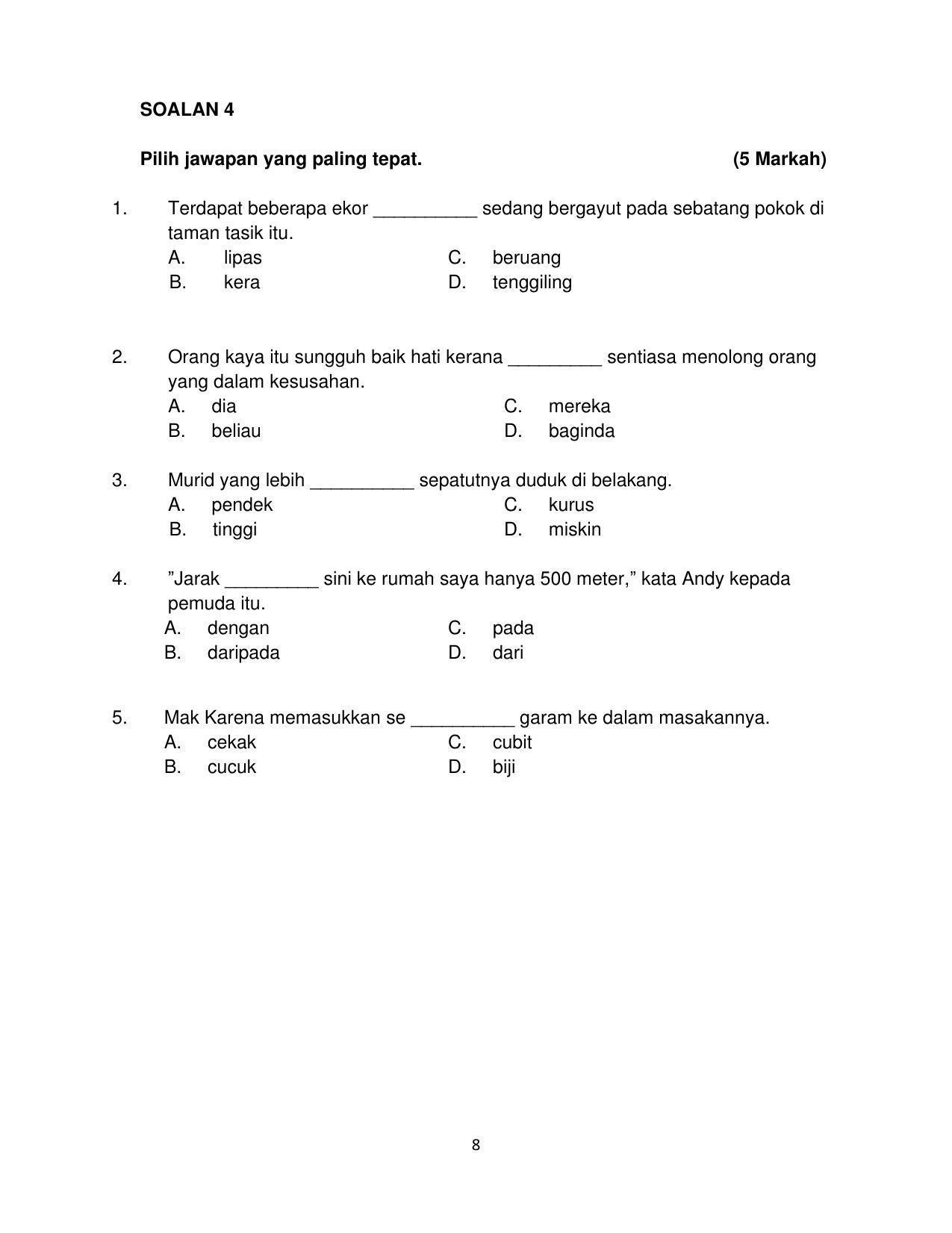 CBSE Class 10 Bahasa Melayu Sample Paper 2021-22 - Page 8