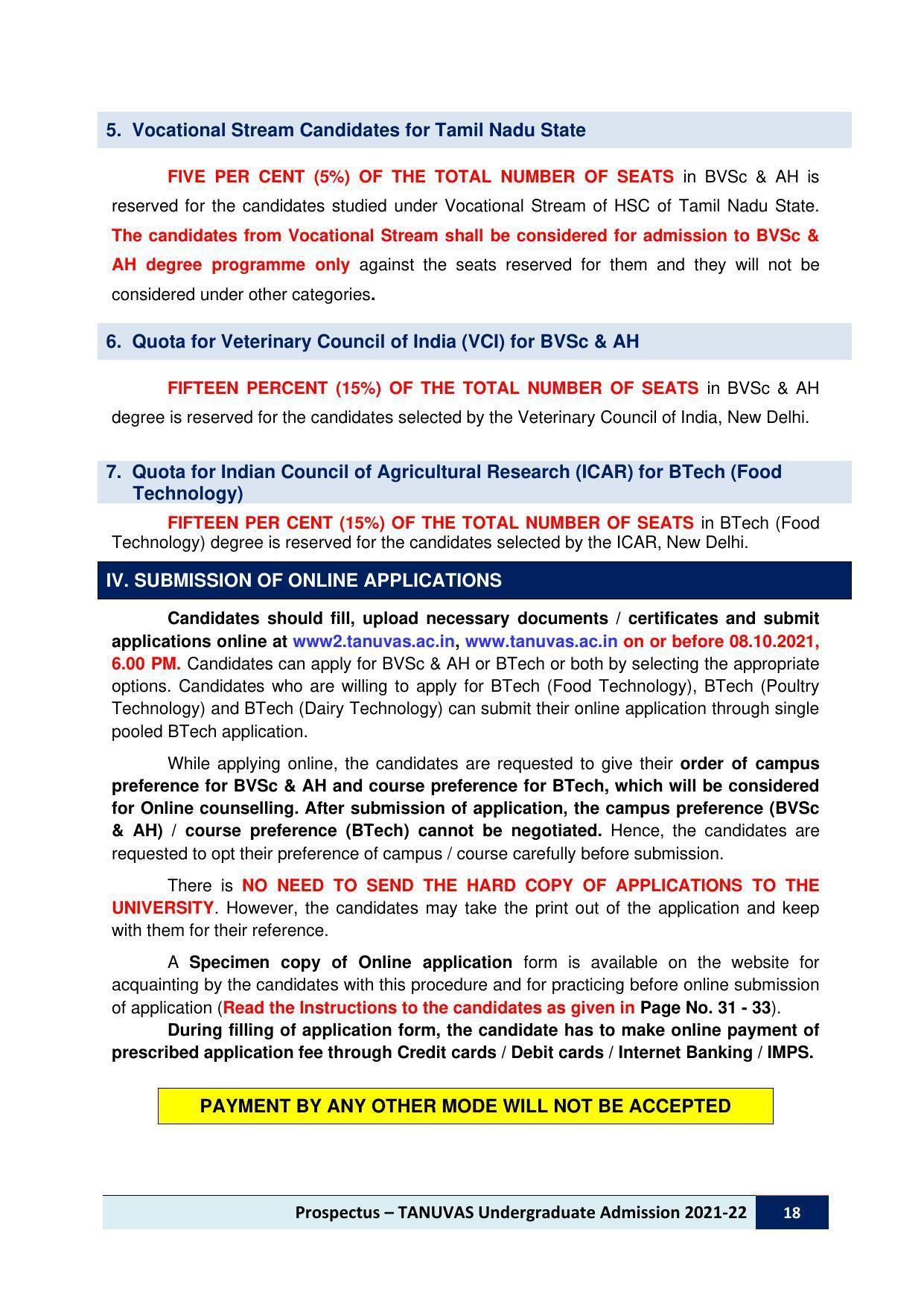 Tamil Nadu Veterinary & Animal Sciences University (TNVASU), Chennai UG Prospectus 2021-22 - IndCareer Docs Tamil Nadu Veterinary & Animal Sciences University (TNVASU), Chennai UG Prospectus 2021-22 - IndCareer Docs