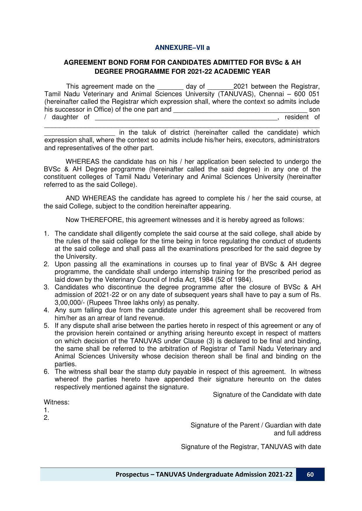 Tamil Nadu Veterinary & Animal Sciences University (TNVASU), Chennai UG Prospectus 2021-22 - IndCareer Docs Tamil Nadu Veterinary & Animal Sciences University (TNVASU), Chennai UG Prospectus 2021-22 - IndCareer Docs