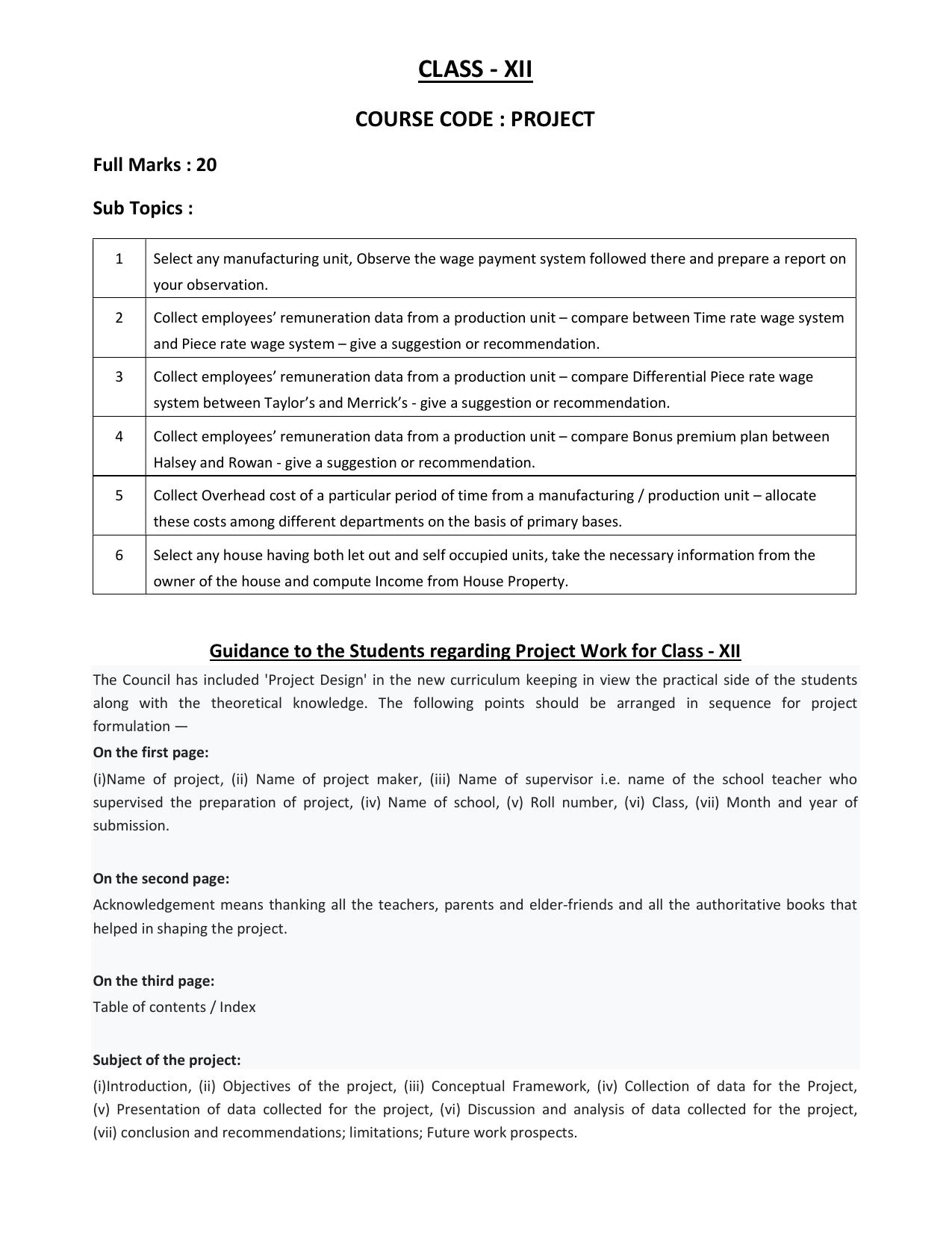 WBCHSE Class 11 & 12 Syllabus for Costing and Taxation (CSTX) (SET II) - Page 7