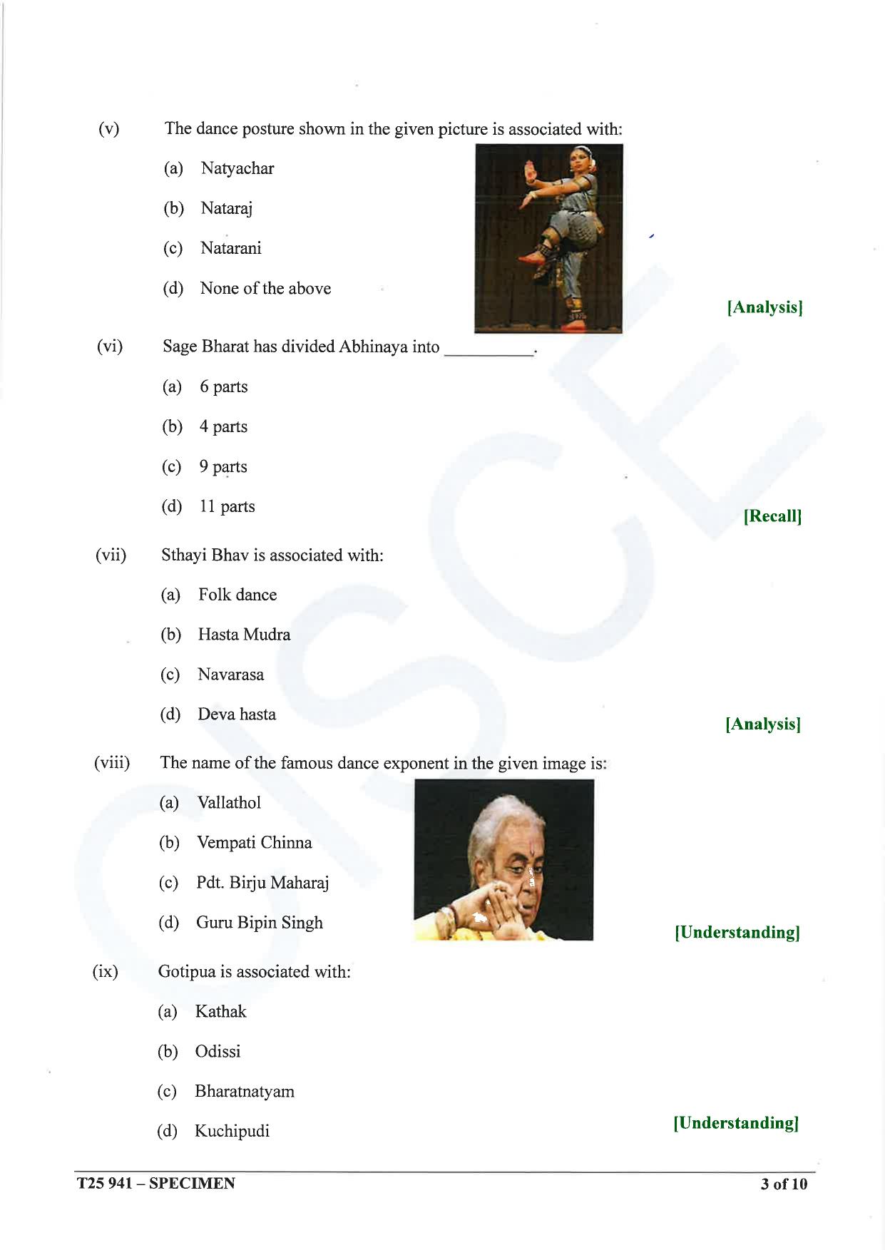 ICSE Class 10 2025 Indian Dance (QP & MS) Specimen Paper - Page 3
