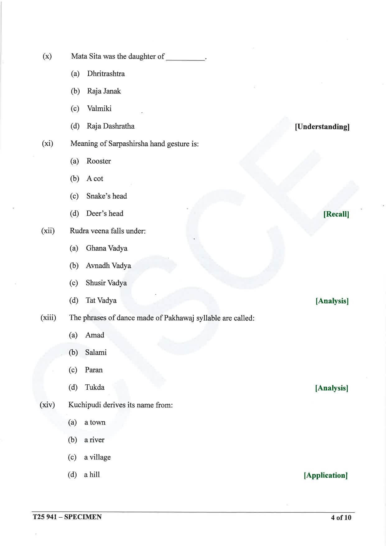ICSE Class 10 2025 Indian Dance (QP & MS) Specimen Paper - Page 4
