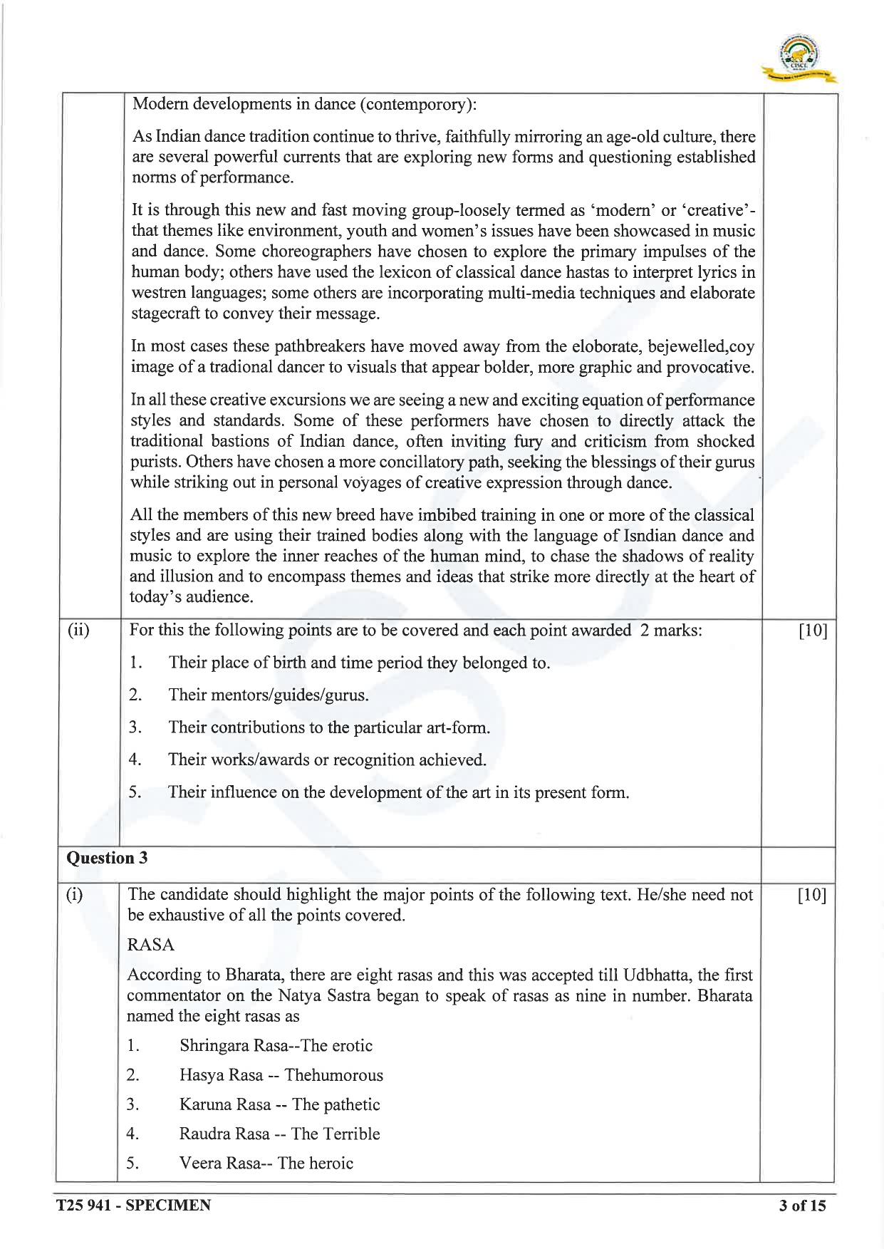 ICSE Class 10 2025 Indian Dance (QP & MS) Specimen Paper - Page 13