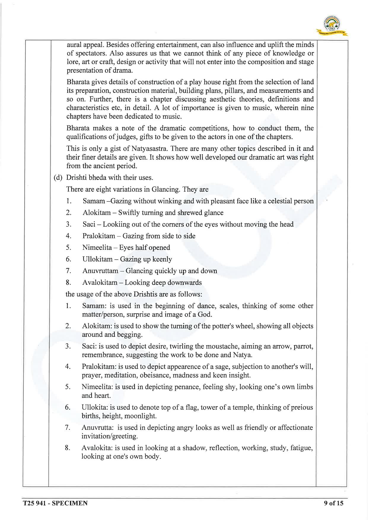 ICSE Class 10 2025 Indian Dance (QP & MS) Specimen Paper - Page 19