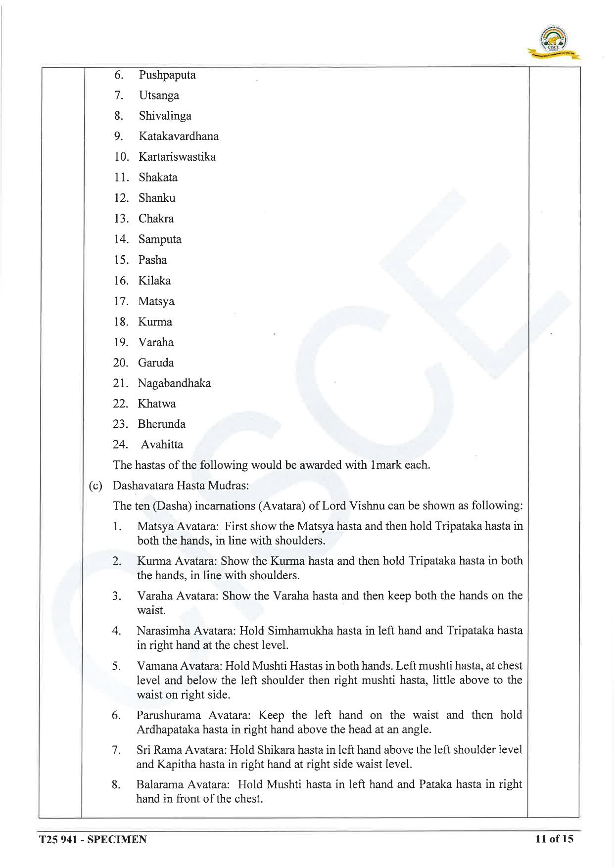 ICSE Class 10 2025 Indian Dance (QP & MS) Specimen Paper - Page 21