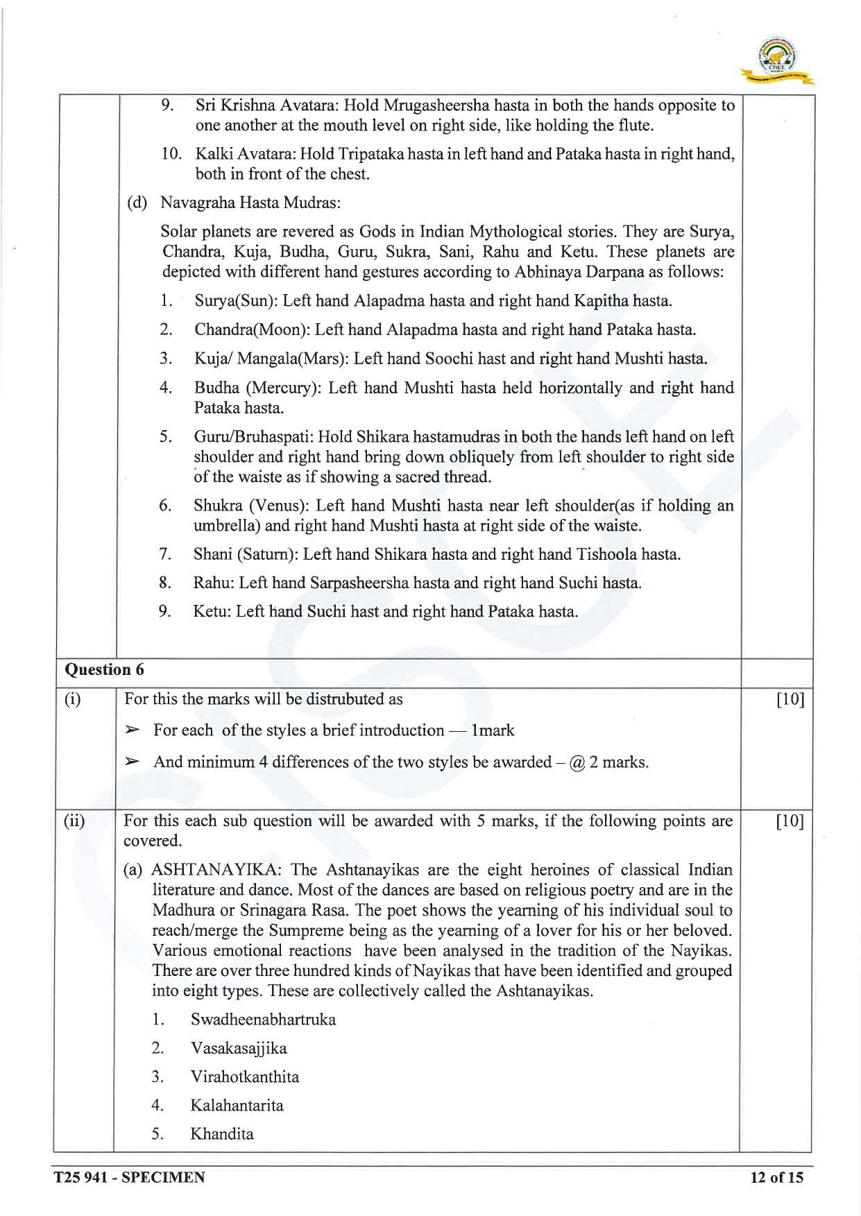 ICSE Class 10 2025 Indian Dance (QP & MS) Specimen Paper - Page 22