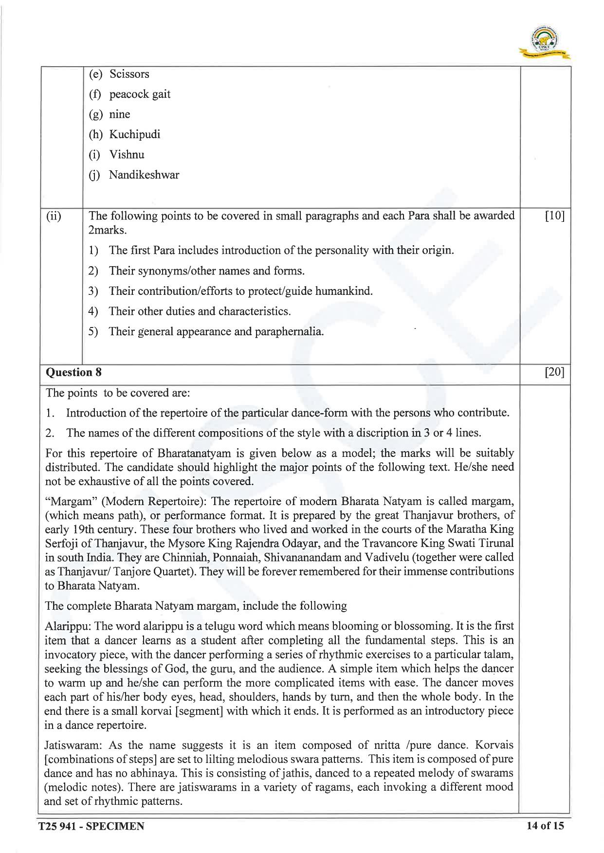 ICSE Class 10 2025 Indian Dance (QP & MS) Specimen Paper - Page 24