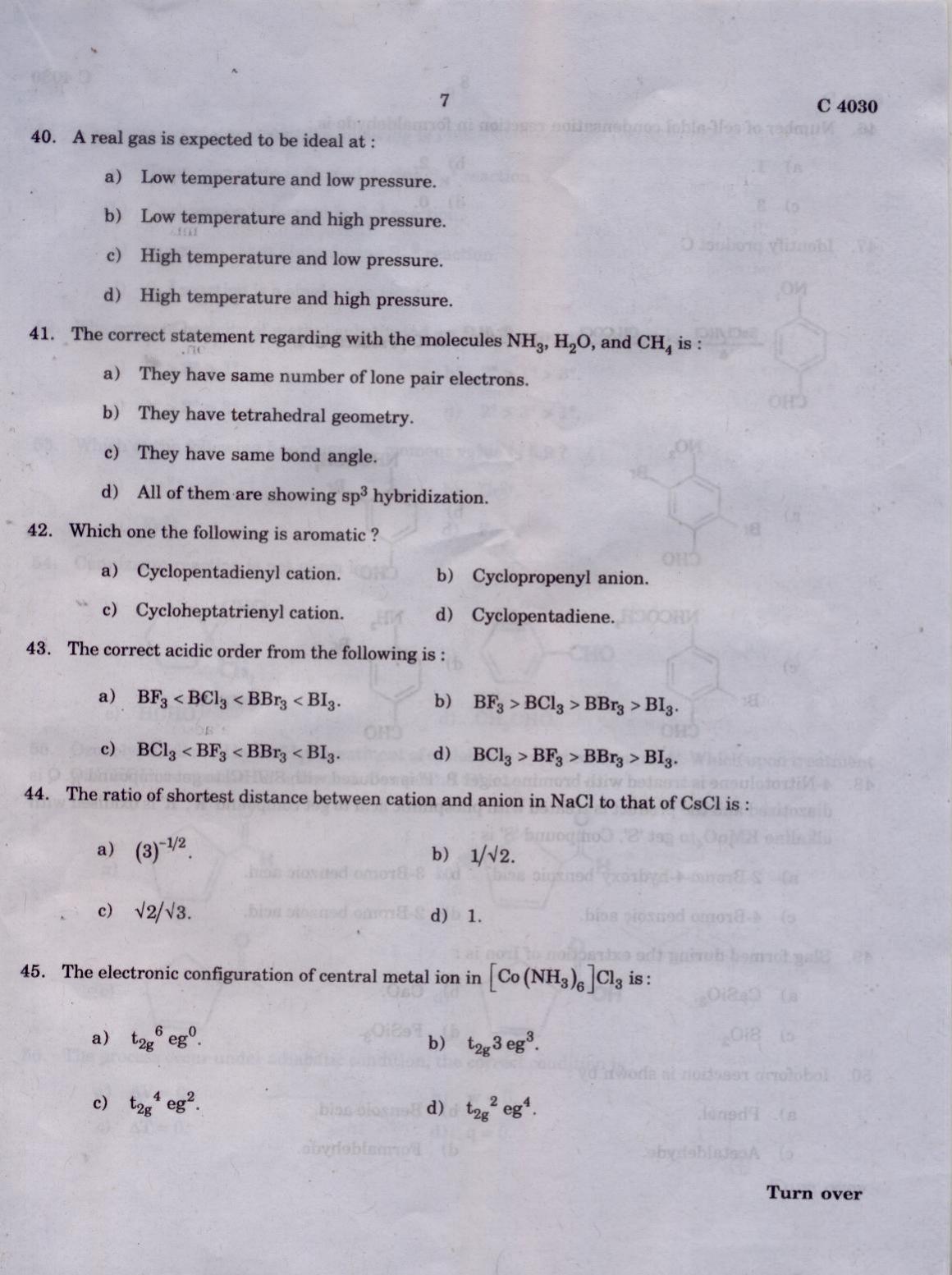 CUCAT 2021 Integrated M.Sc.Physics/Chemistry Question Paper - Page 8