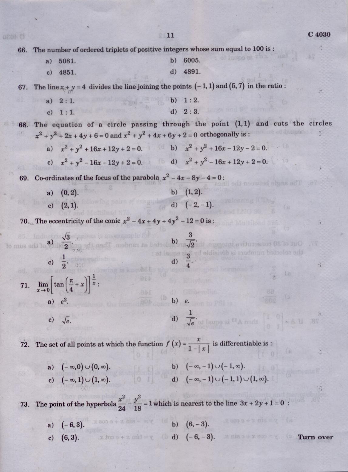CUCAT 2021 Integrated M.Sc.Physics/Chemistry Question Paper - Page 12