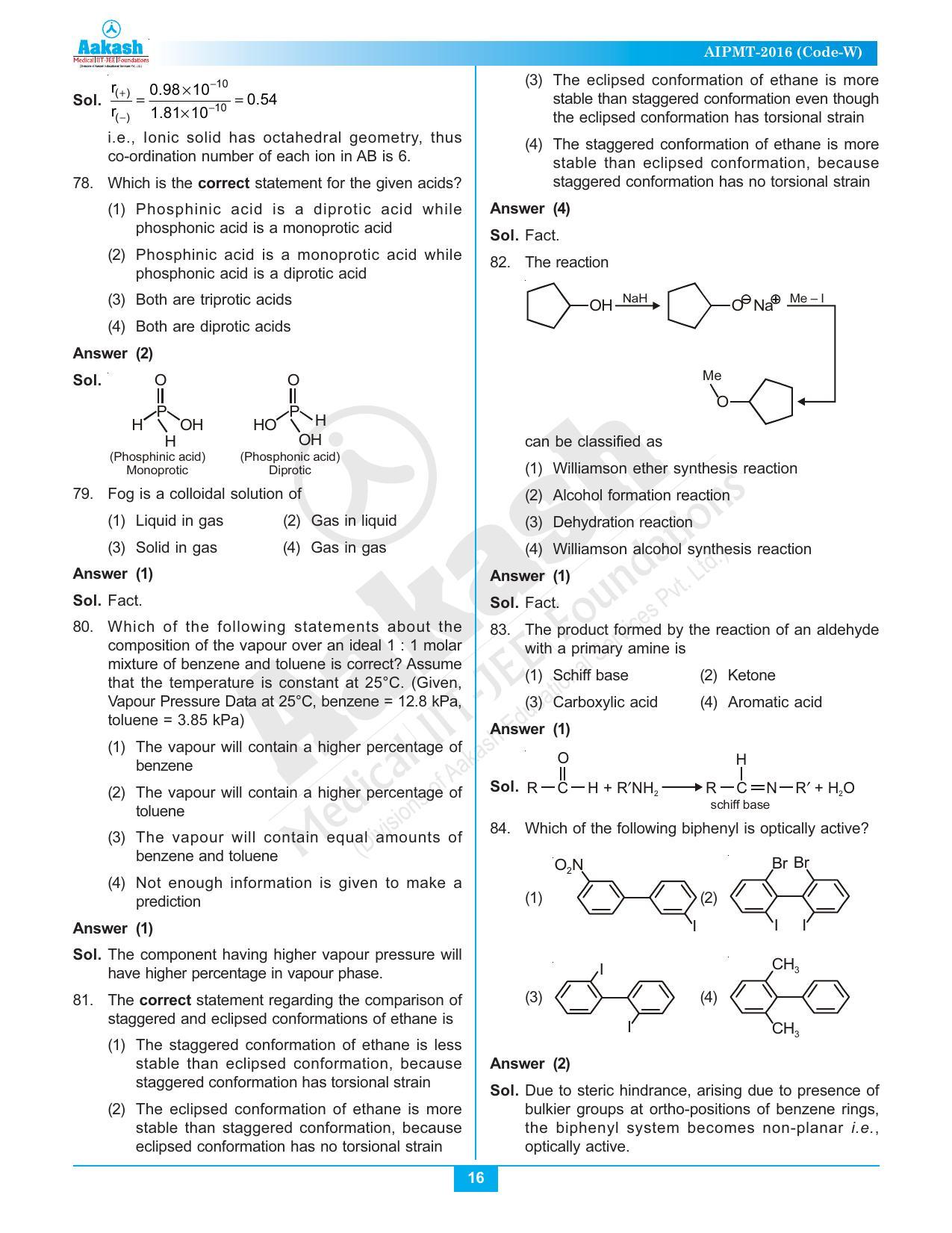  NEET Code A/ P/ W 2016 Answer & Solutions - Page 16