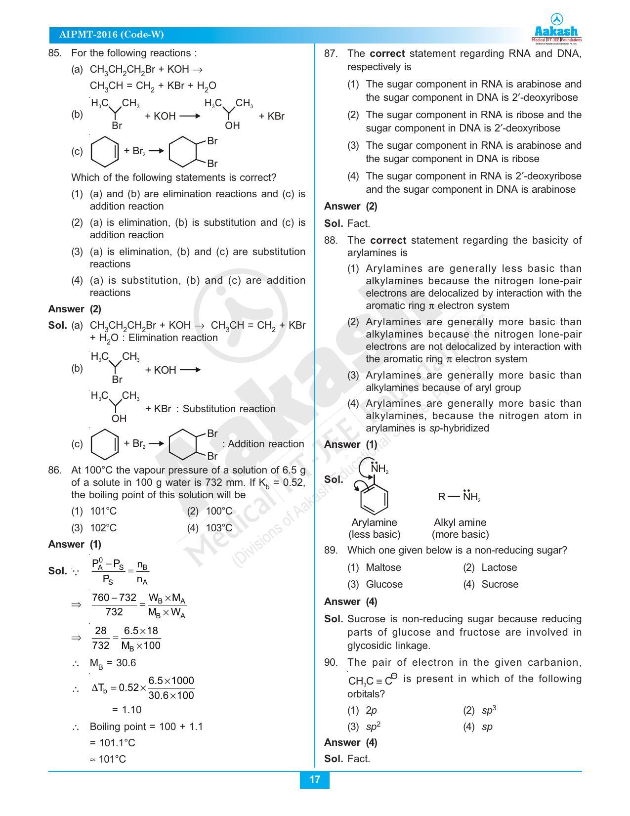  NEET Code A/ P/ W 2016 Answer & Solutions - Page 17