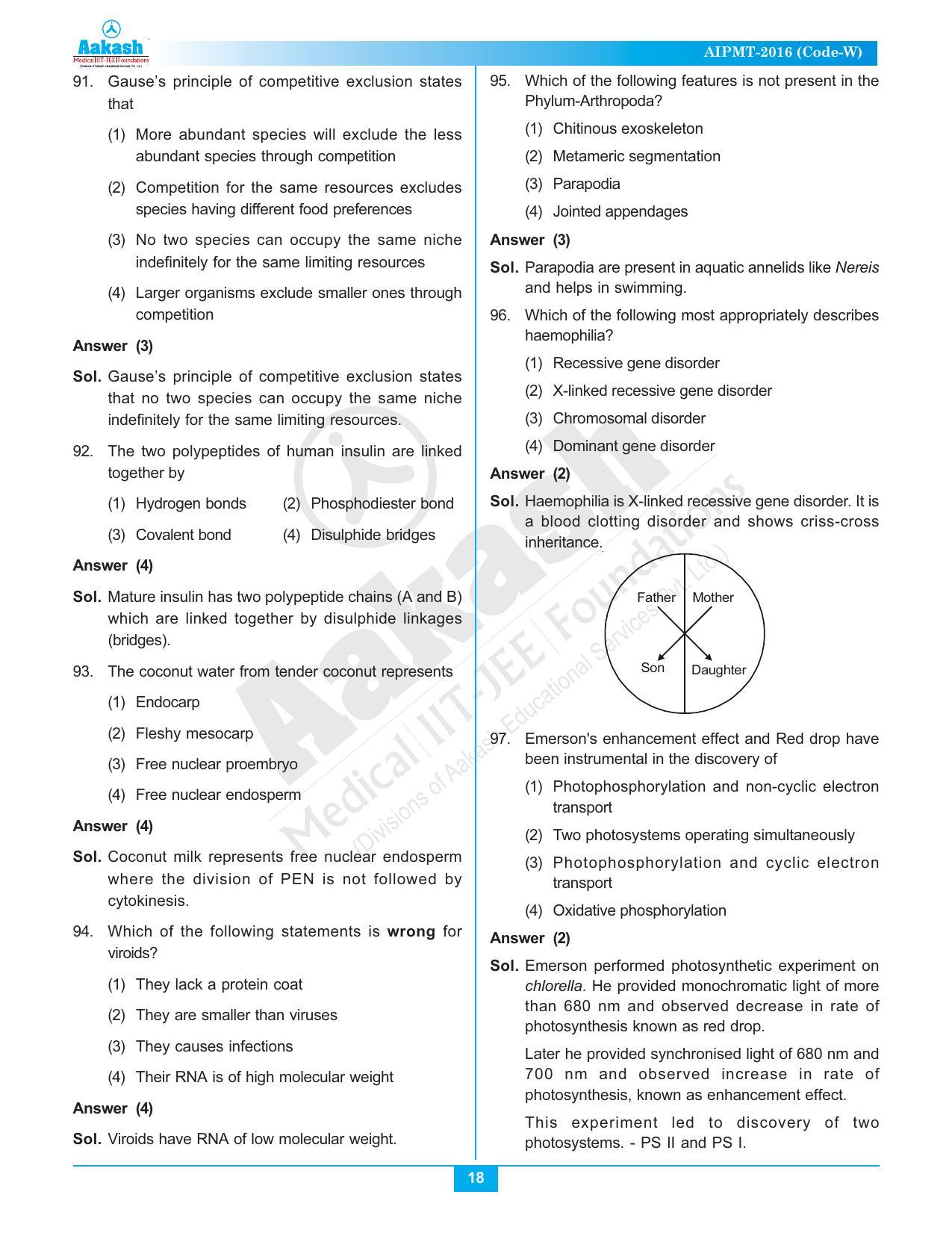  NEET Code A/ P/ W 2016 Answer & Solutions - Page 18