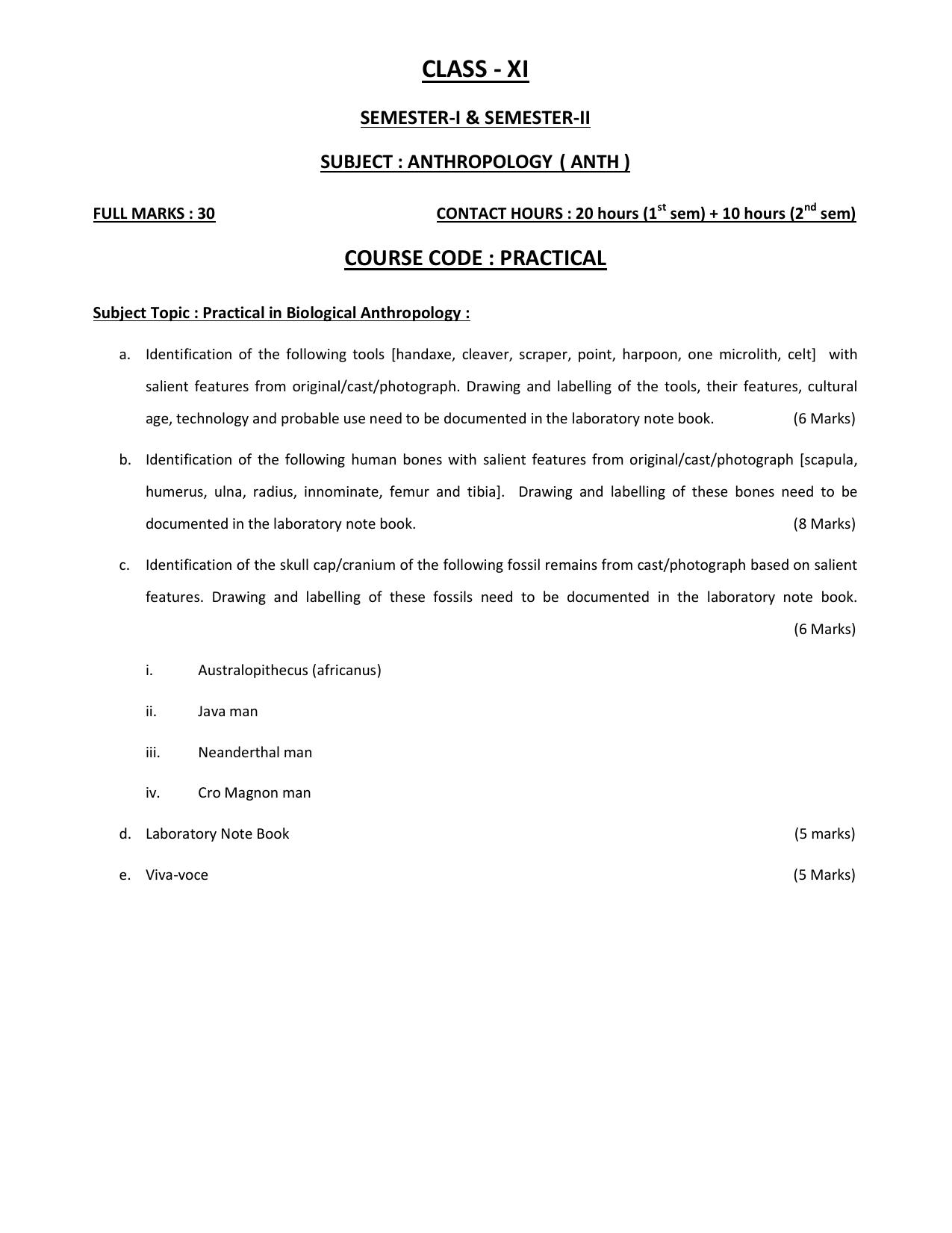 WBCHSE Class 11 & 12 Syllabus for Anthropology (ANTH) (SET III) - Page 4