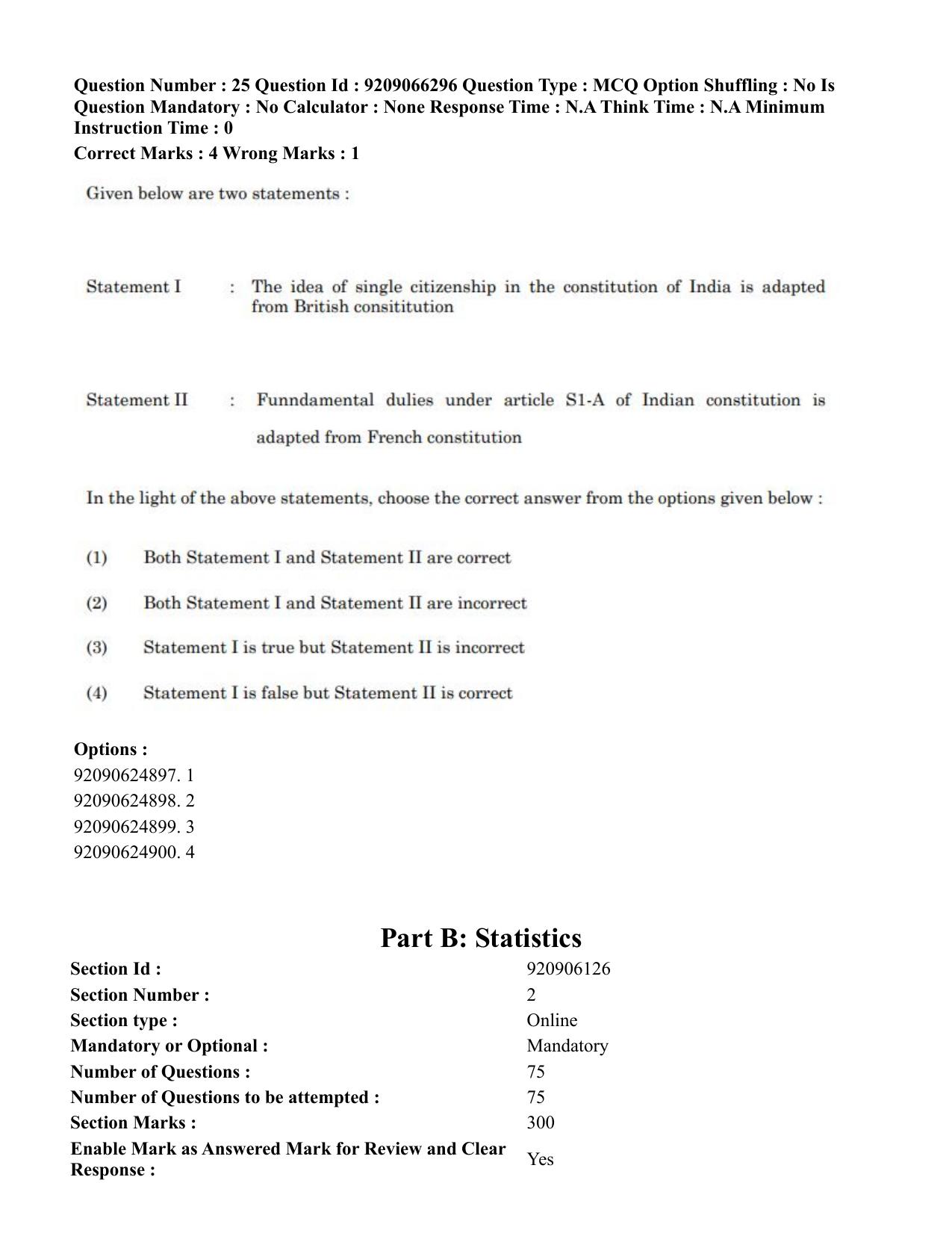 CUET PG 2023: SCQP27 – Statistics (Hindi)-shift 1 (08-06-2023) Question Paper - Page 28