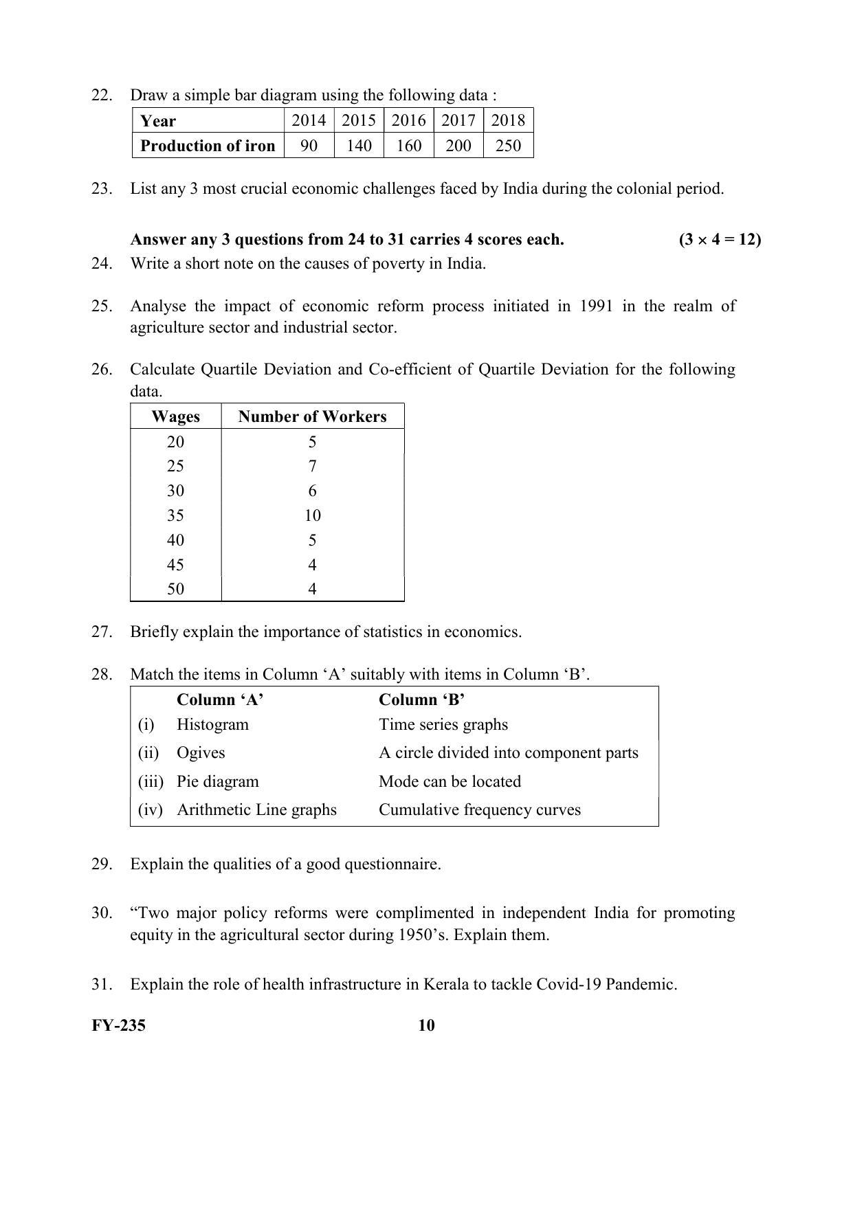 Kerala Plus One 2021 Economics  Question Papers - Page 10