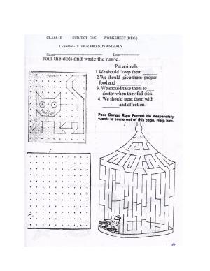 Worksheet for Class 3 EVS Assignment 33 Our Friends Animals