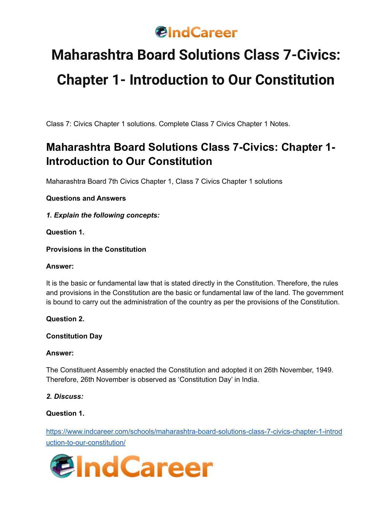 Maharashtra Board Solutions Class 7-Civics: Chapter 1- Introduction to Our Constitution - Page 2