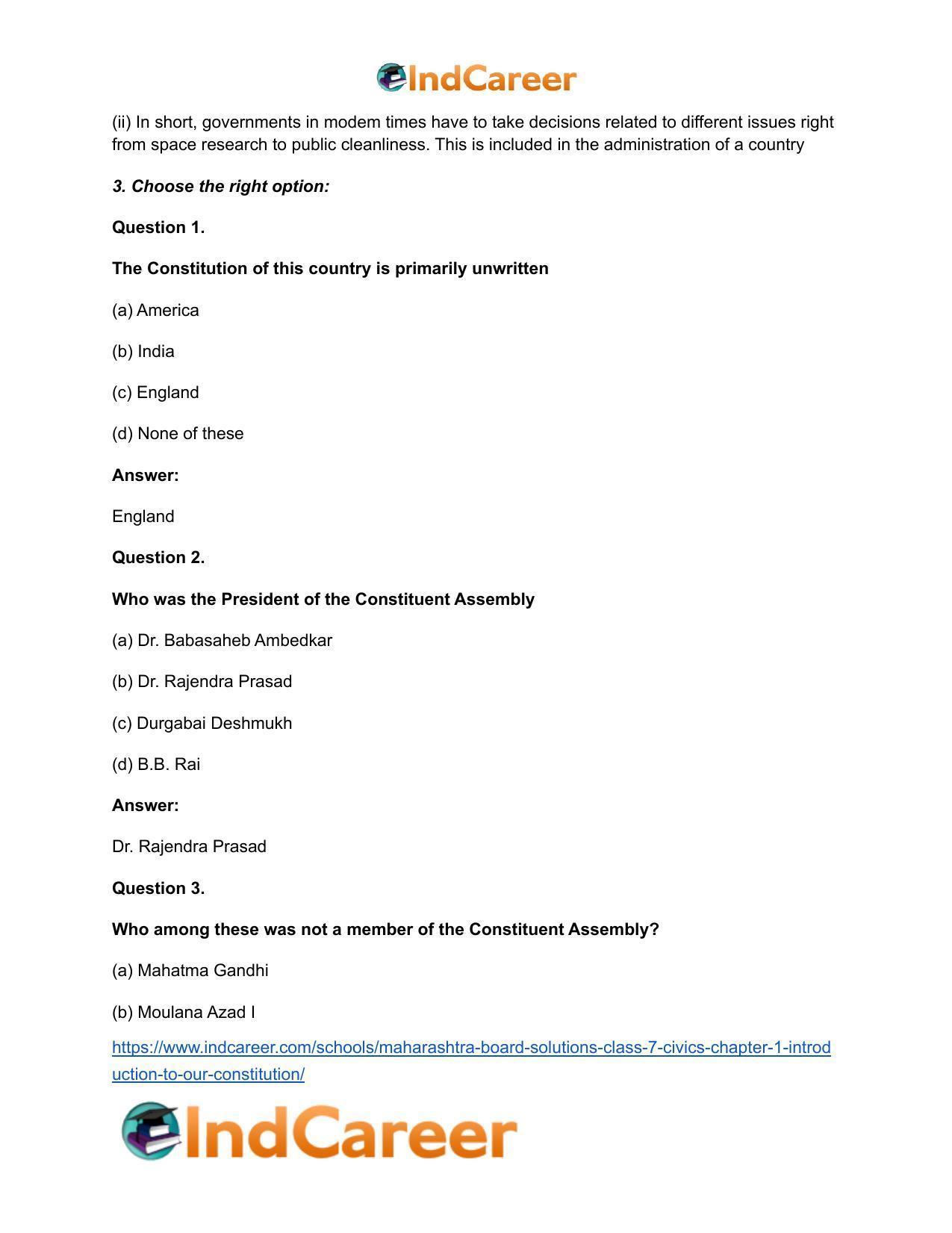 Maharashtra Board Solutions Class 7-Civics: Chapter 1- Introduction to Our Constitution - Page 4