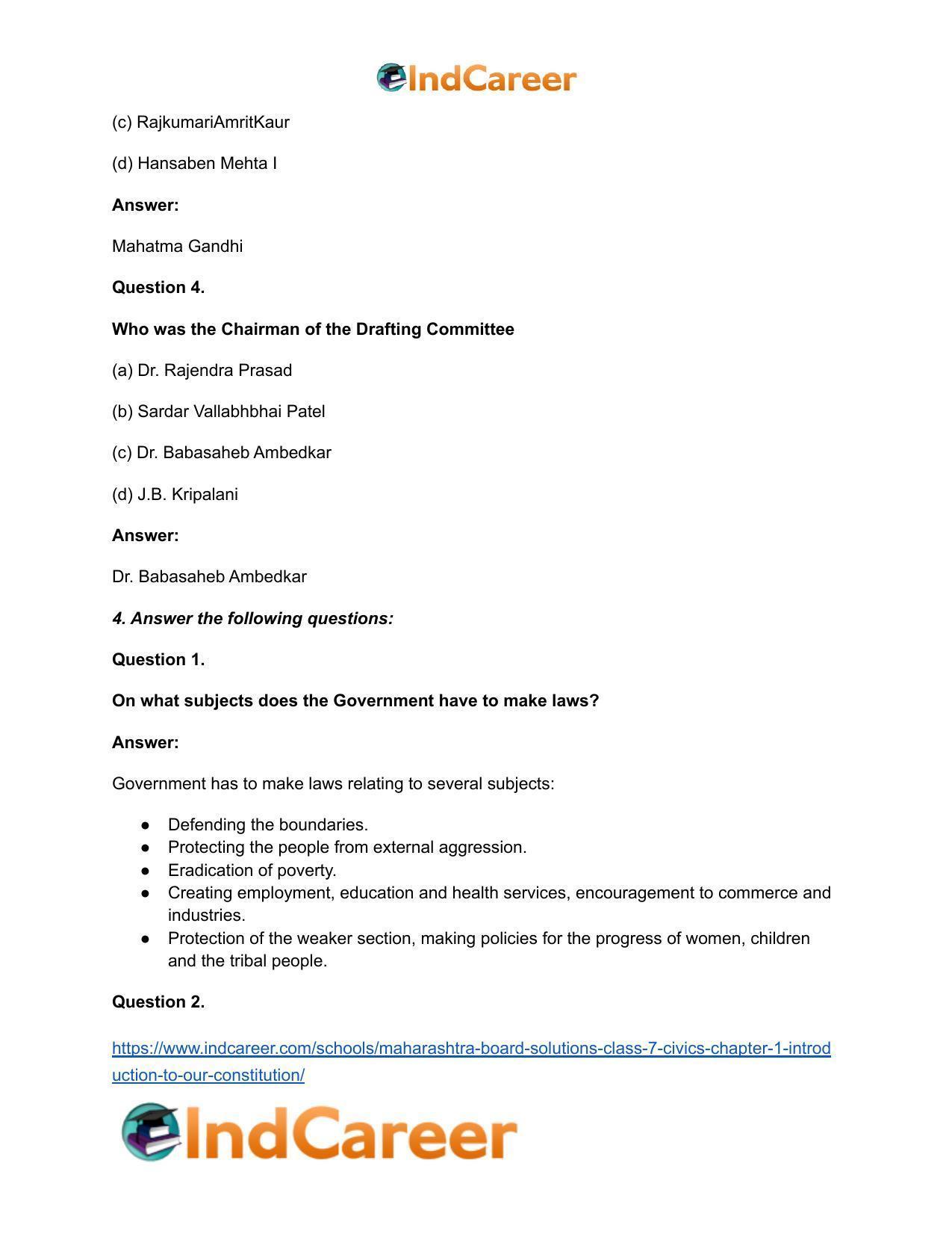 Maharashtra Board Solutions Class 7-Civics: Chapter 1- Introduction to Our Constitution - Page 5