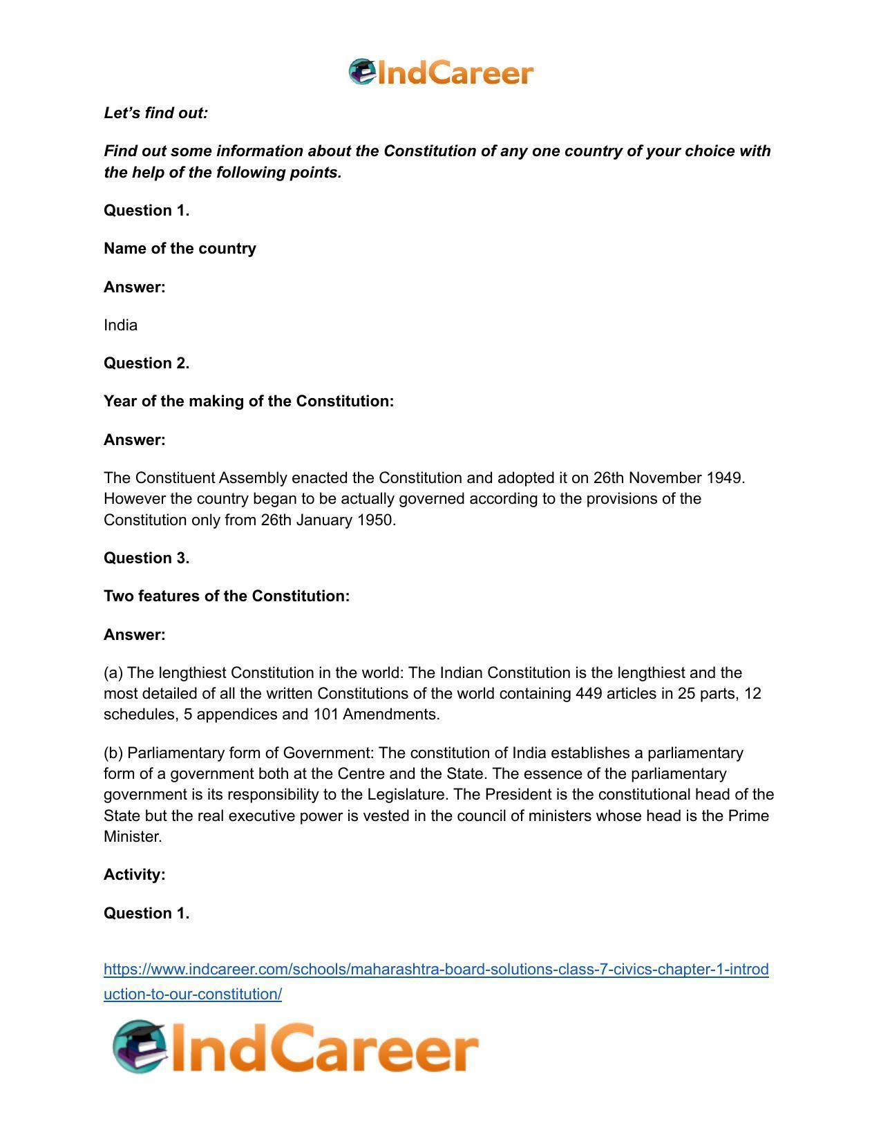 Maharashtra Board Solutions Class 7-Civics: Chapter 1- Introduction to Our Constitution - Page 8