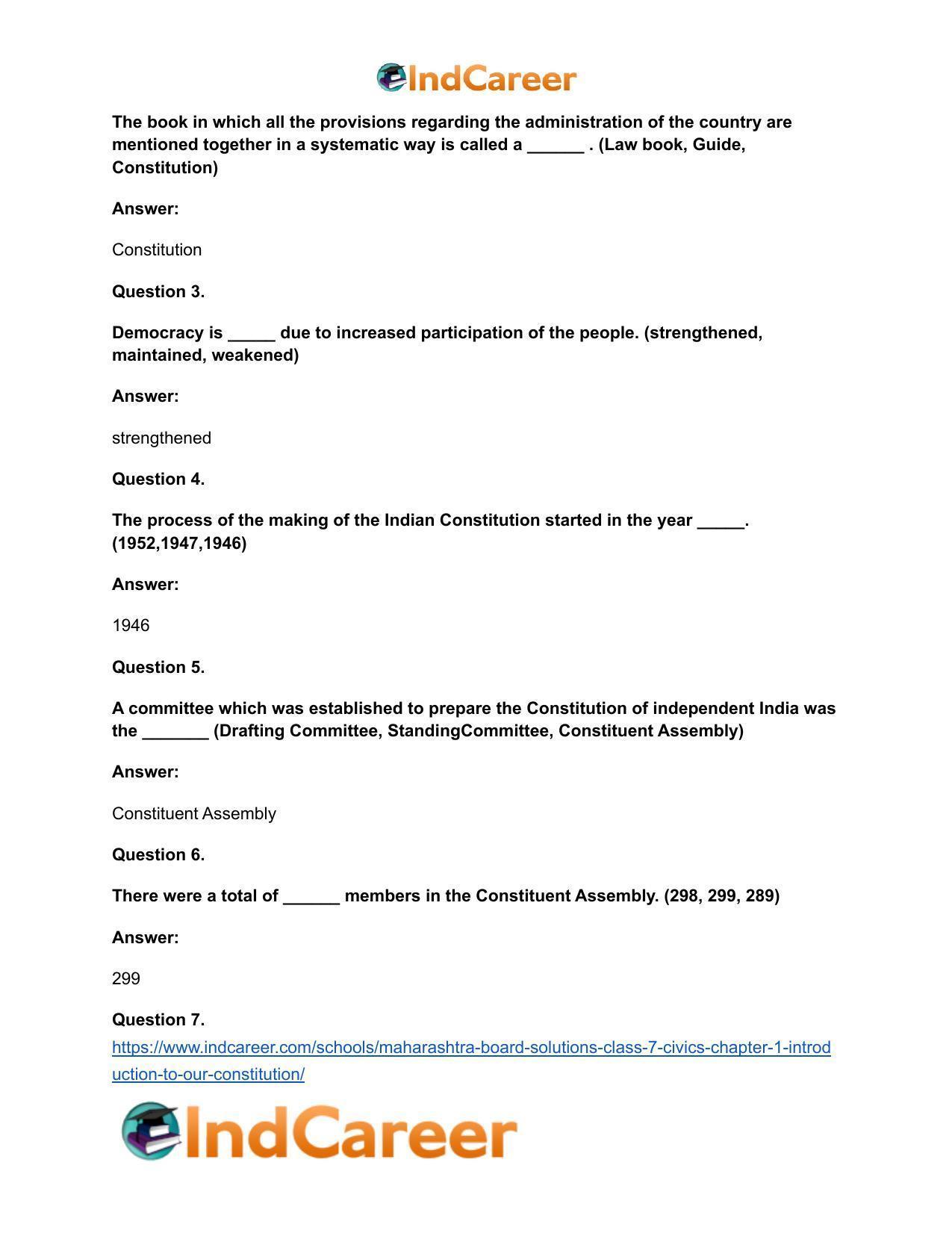 Maharashtra Board Solutions Class 7-Civics: Chapter 1- Introduction to Our Constitution - Page 10