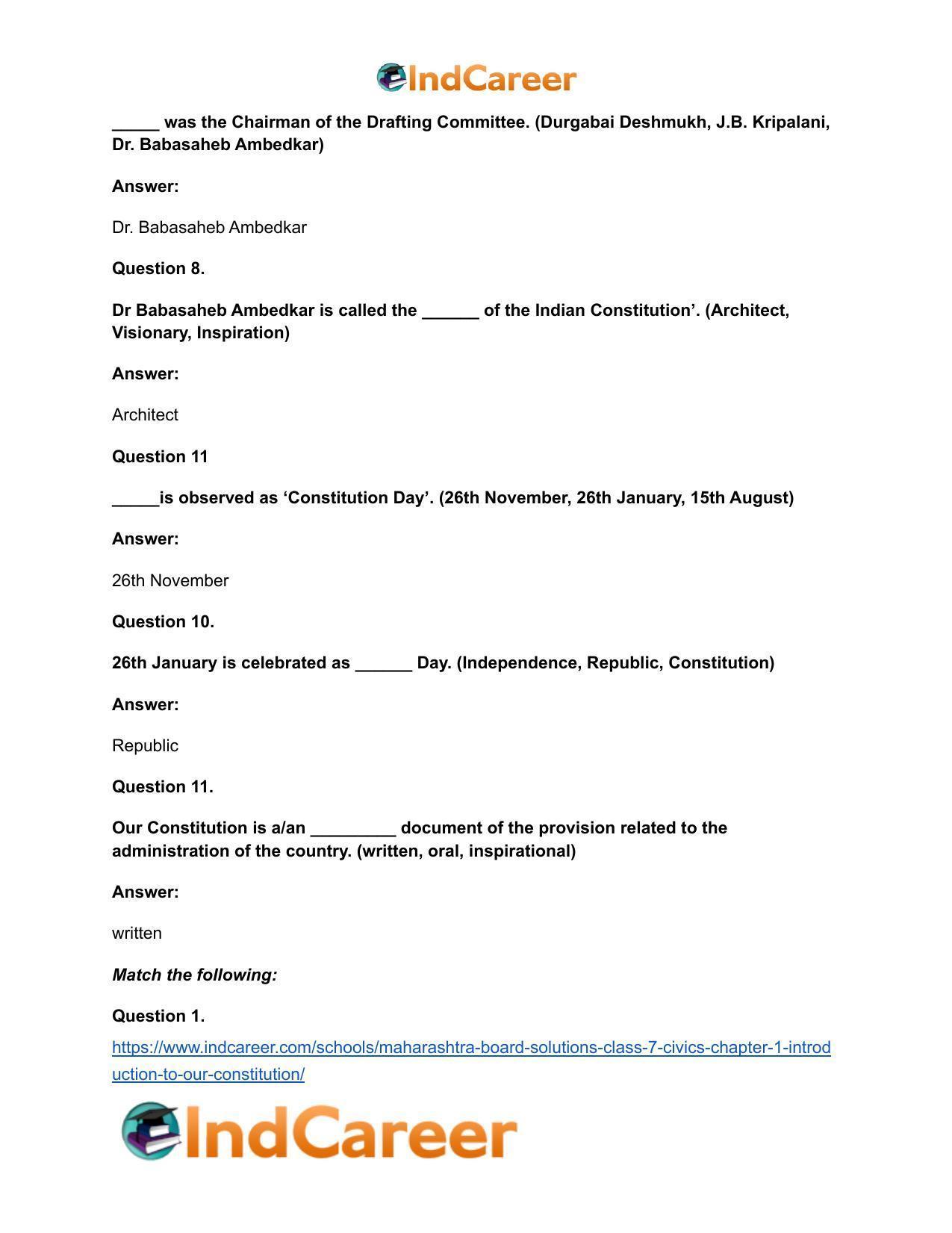 Maharashtra Board Solutions Class 7-Civics: Chapter 1- Introduction to Our Constitution - Page 11