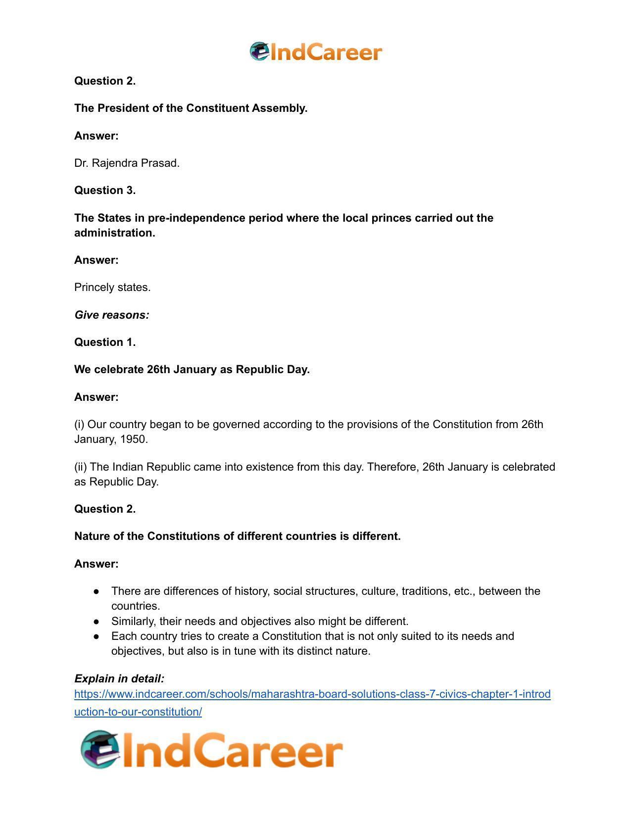 Maharashtra Board Solutions Class 7-Civics: Chapter 1- Introduction to Our Constitution - Page 14