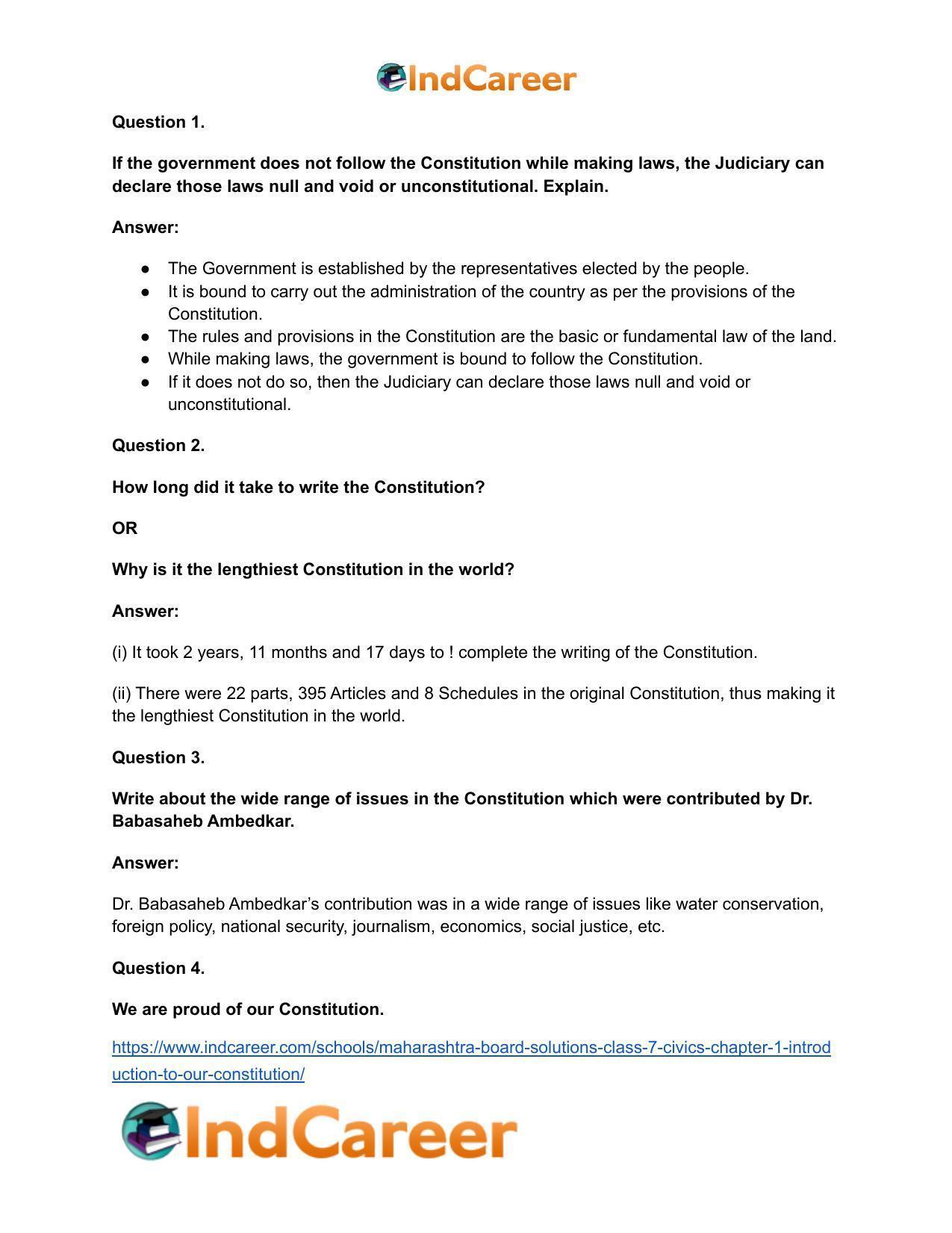 Maharashtra Board Solutions Class 7-Civics: Chapter 1- Introduction to Our Constitution - Page 15