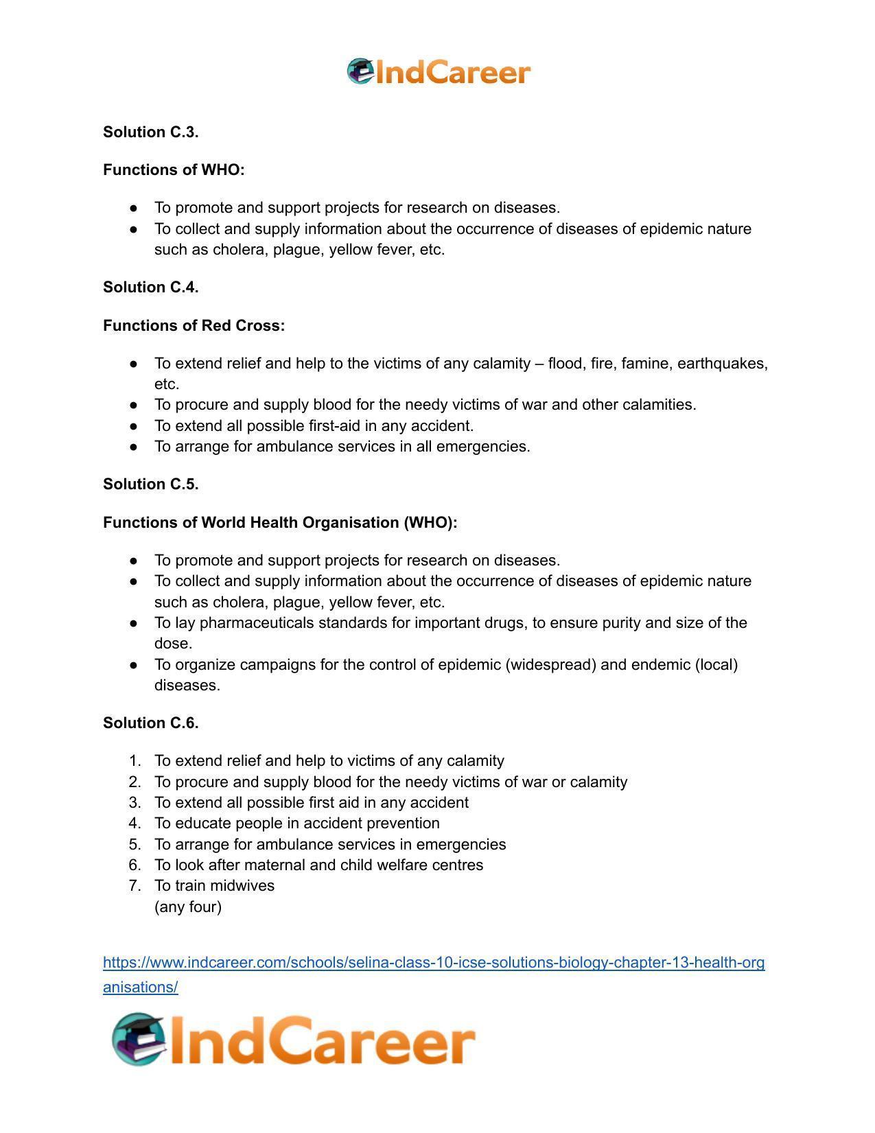 Selina Class 10 ICSE Solutions Biology : Chapter 13- Health Organisations - Page 4