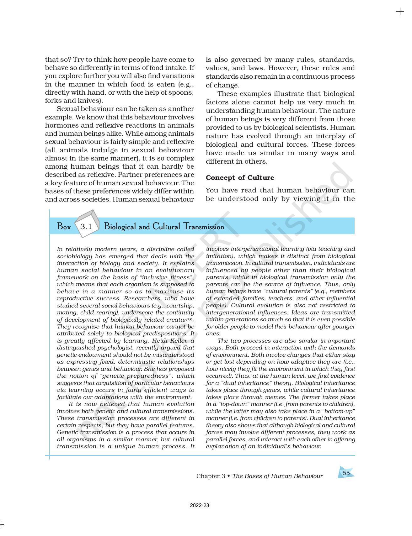 NCERT Book for Class 11 Psychology Chapter 3 The Bases