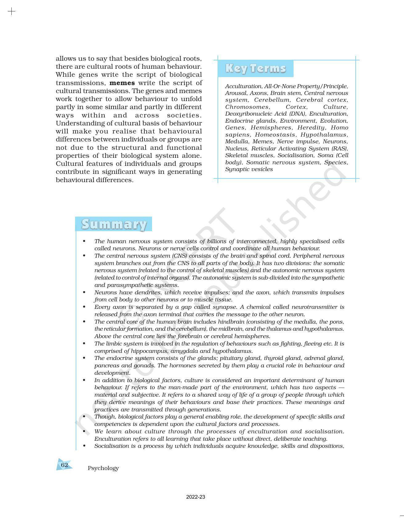 NCERT Book for Class 11 Psychology Chapter 3 The Bases