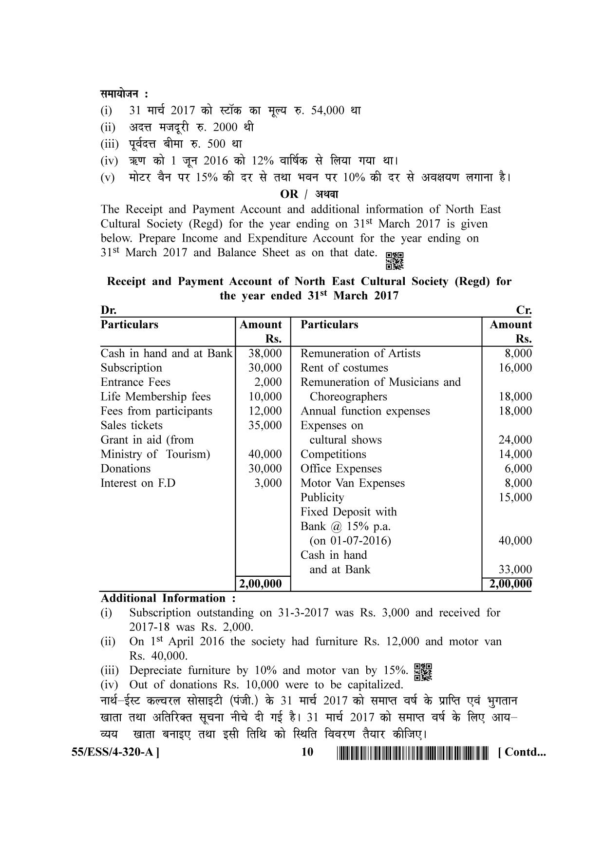 NIOS October 2017 Class 12 Accountancy Question Paper - Page 10