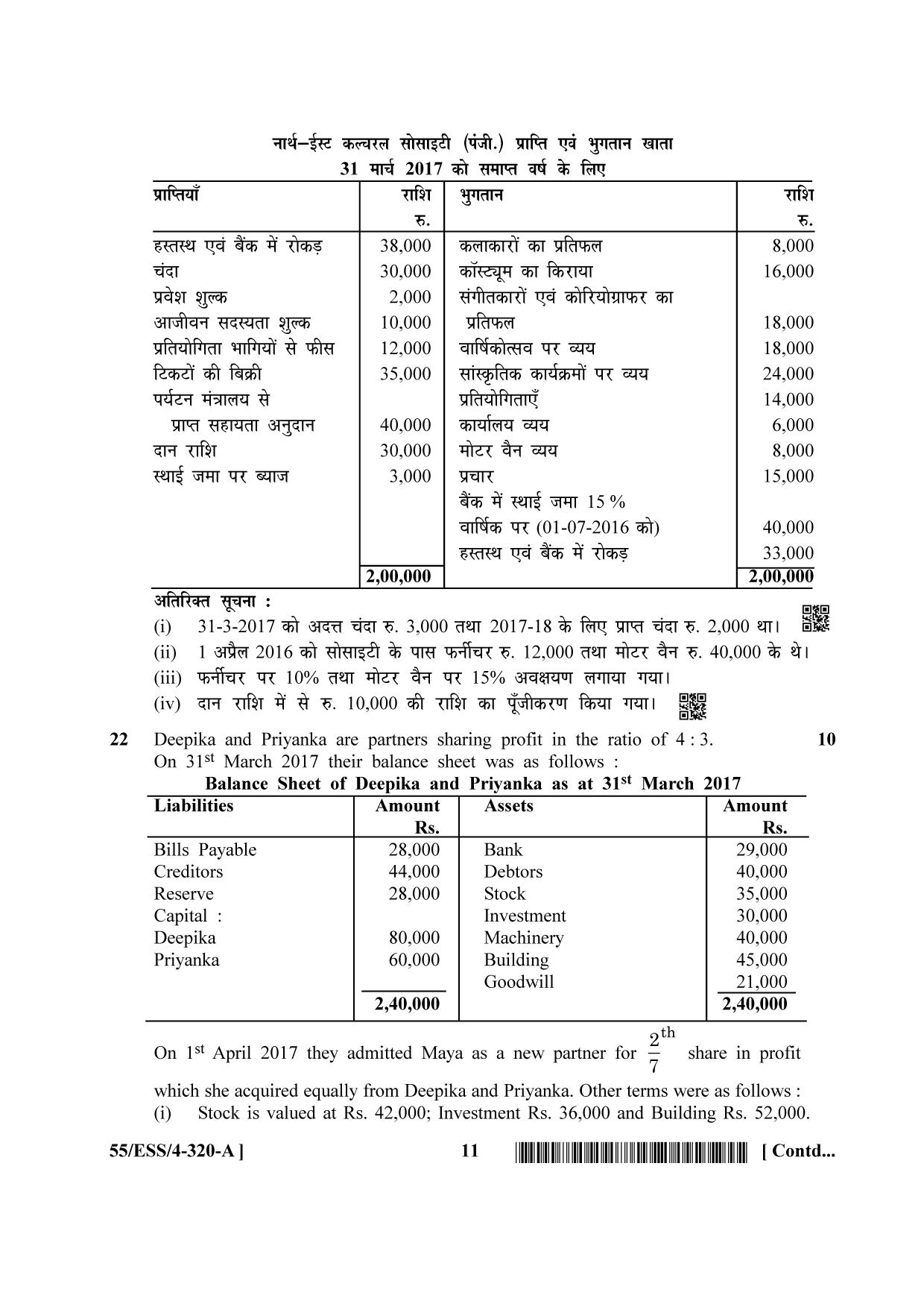 NIOS October 2017 Class 12 Accountancy Question Paper - Page 11